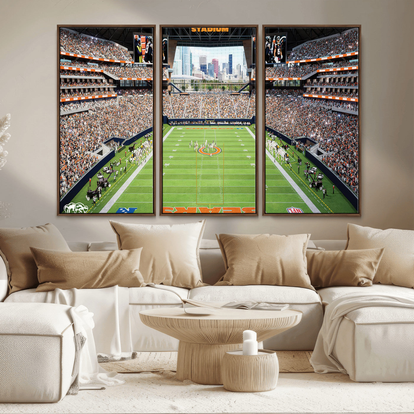 -Chicago Bears Soldiers Field Wall Art Canvas Print – Framed Football Stadium Artwork for Home, Office, Living Room