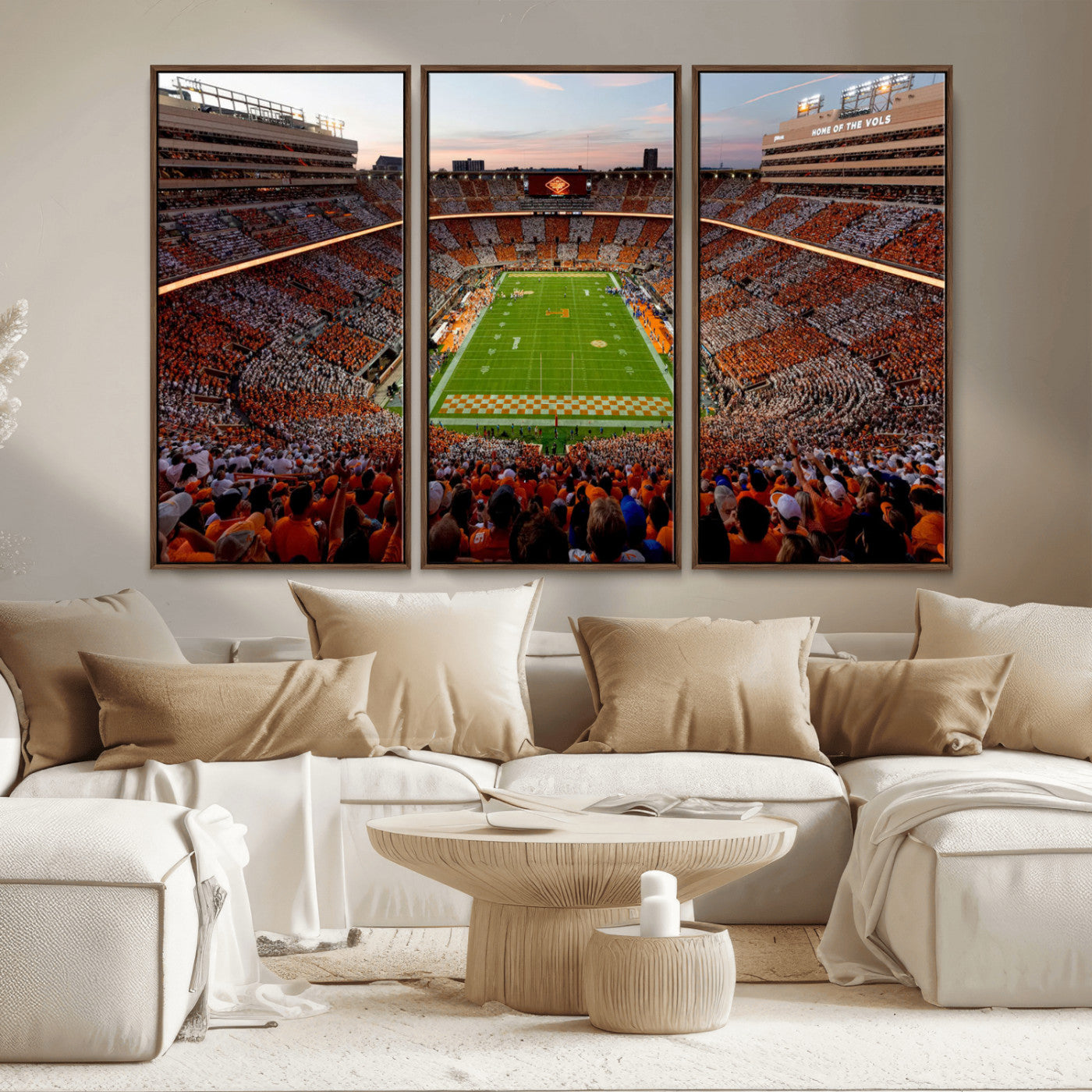 37160229-MGV-CV-48X32-3P-Tennessee Neyland Stadium Wall Art, Sports Arena Canvas Print, Panoramic Stadium Canvas Artwork for Home, Office