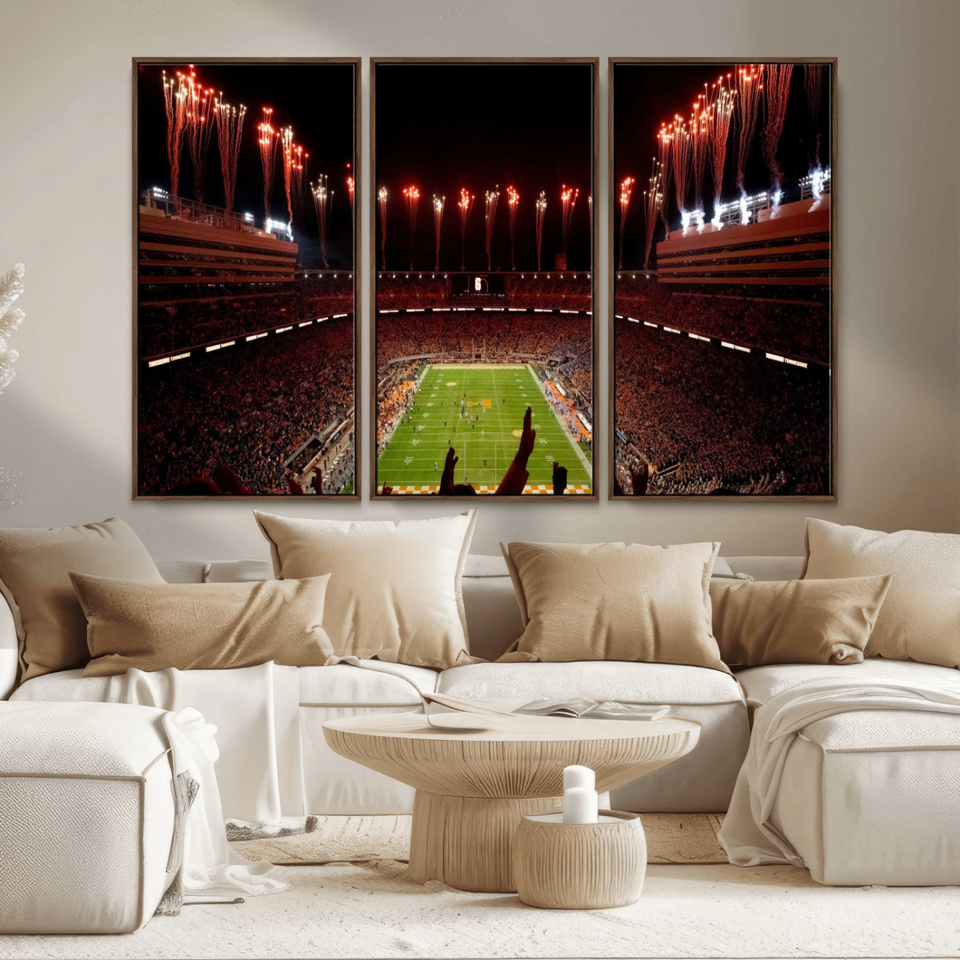 73358115-MGV-FC-48X32-3P - Tennessee Neyland Stadium Wall Art, Sports Arena Canvas Print, Panoramic Stadium Canvas Artwork for Home, Office