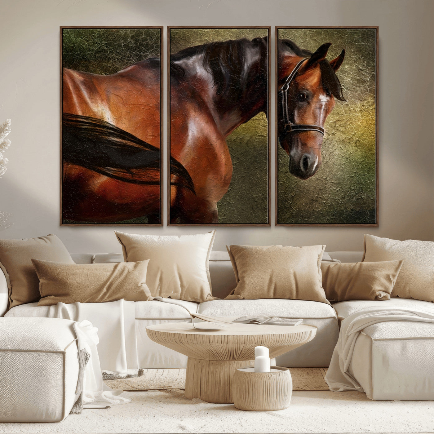 76810-MGV-CV-36X24-Majestic Brown Horse Wall Art Canvas Print – Framed Equestrian Artwork with Elegant Stallion Artwork for Home or Office Decor