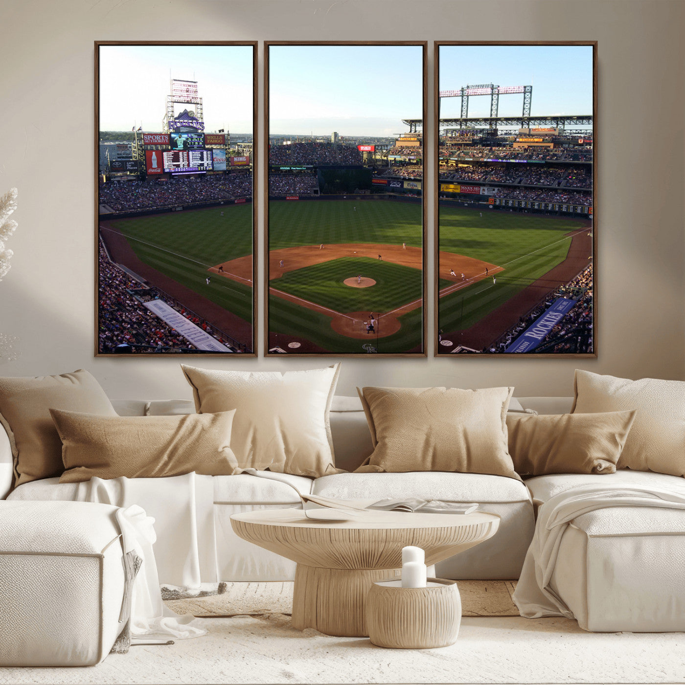 21638-MGV-FC-48X32-3P_Walnut-Colorado Rockies Coors Field Wall Art Canvas Print - MLB Baseball Stadium