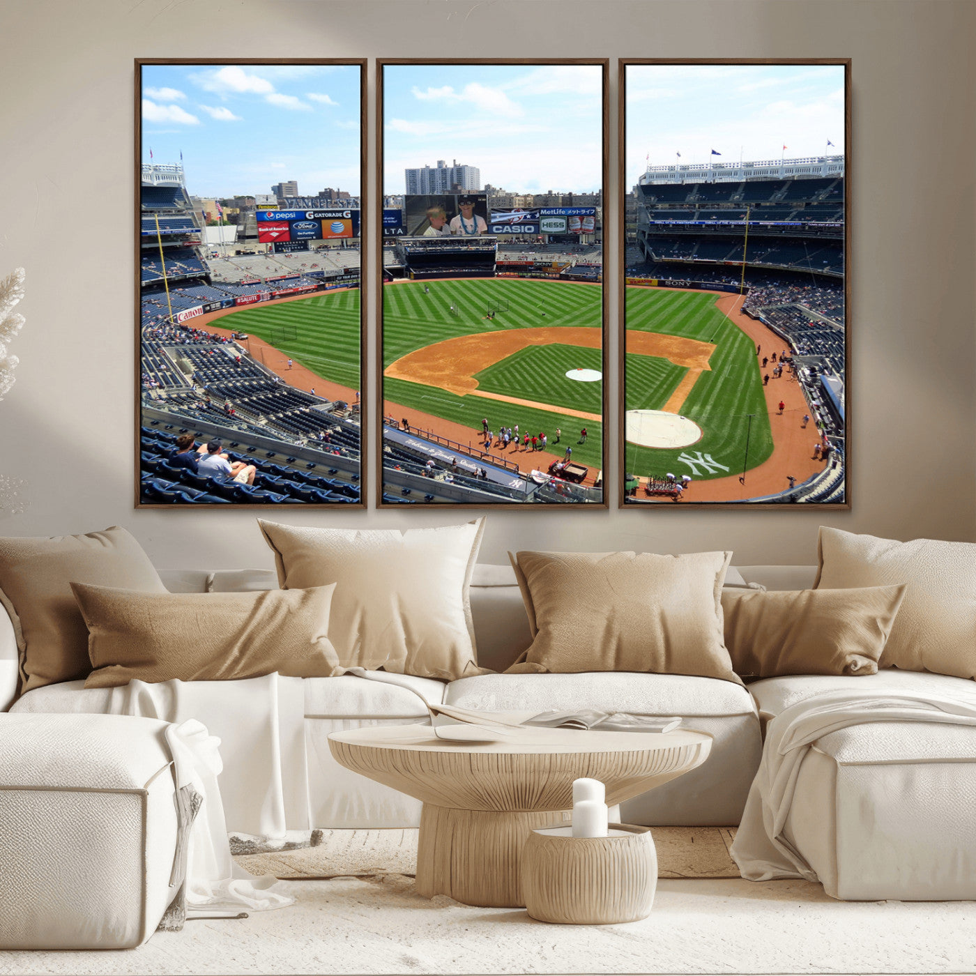 98047-MGV-FC-48X32-3P_Walnut-Buffalo Bills Stadium Wall Art - Buffalo Bills Decor- NFL Fans Gift, Perfect Sports Decor for Living