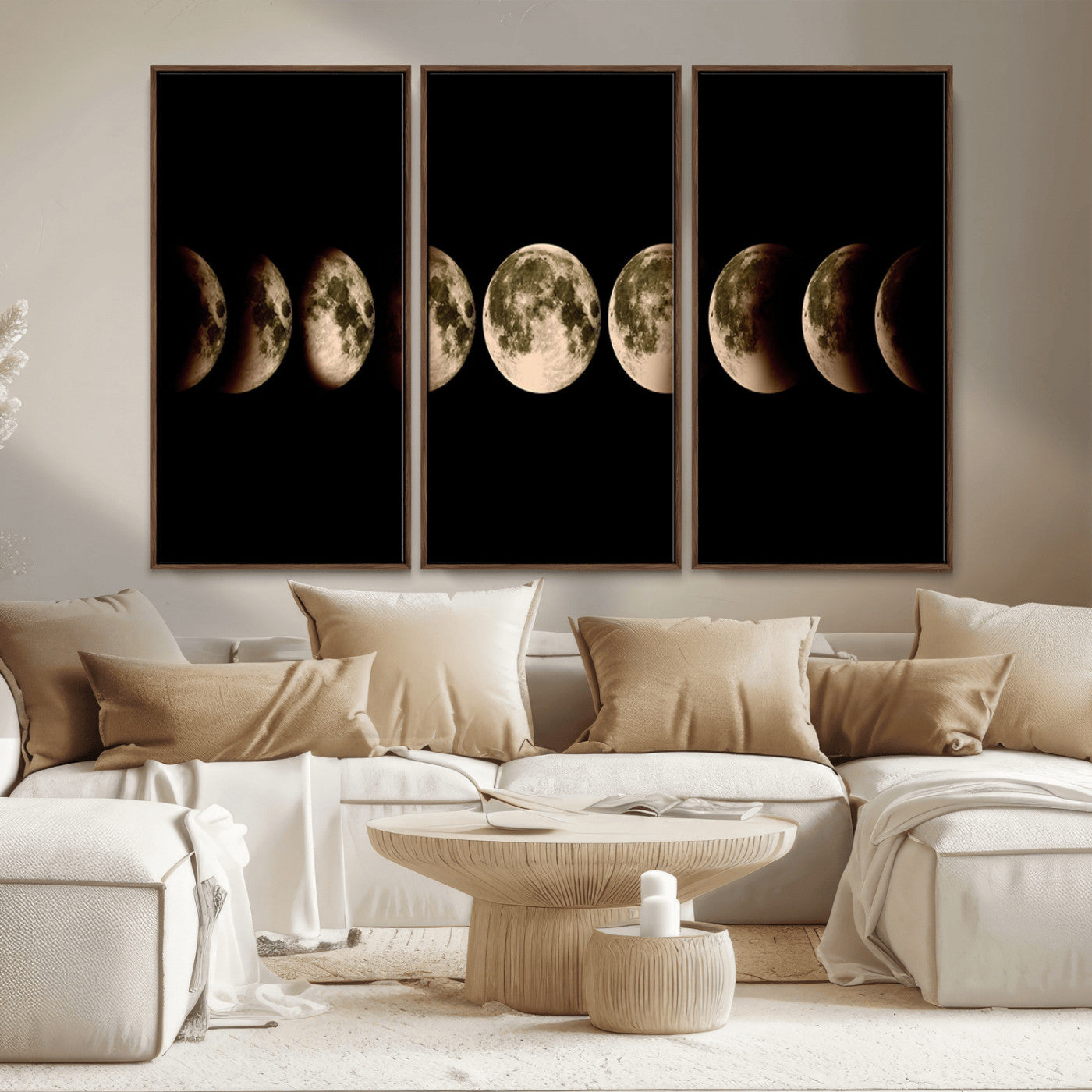 -Phases of the Moon Wall Art | Canvas Print for Modern Wall Decor | Ready to Hang and Framed