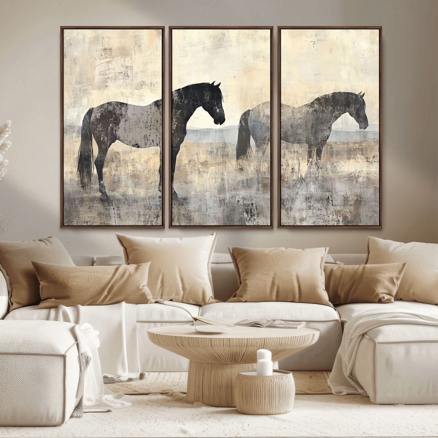 -Vintage Horses Wall Art Canvas Print