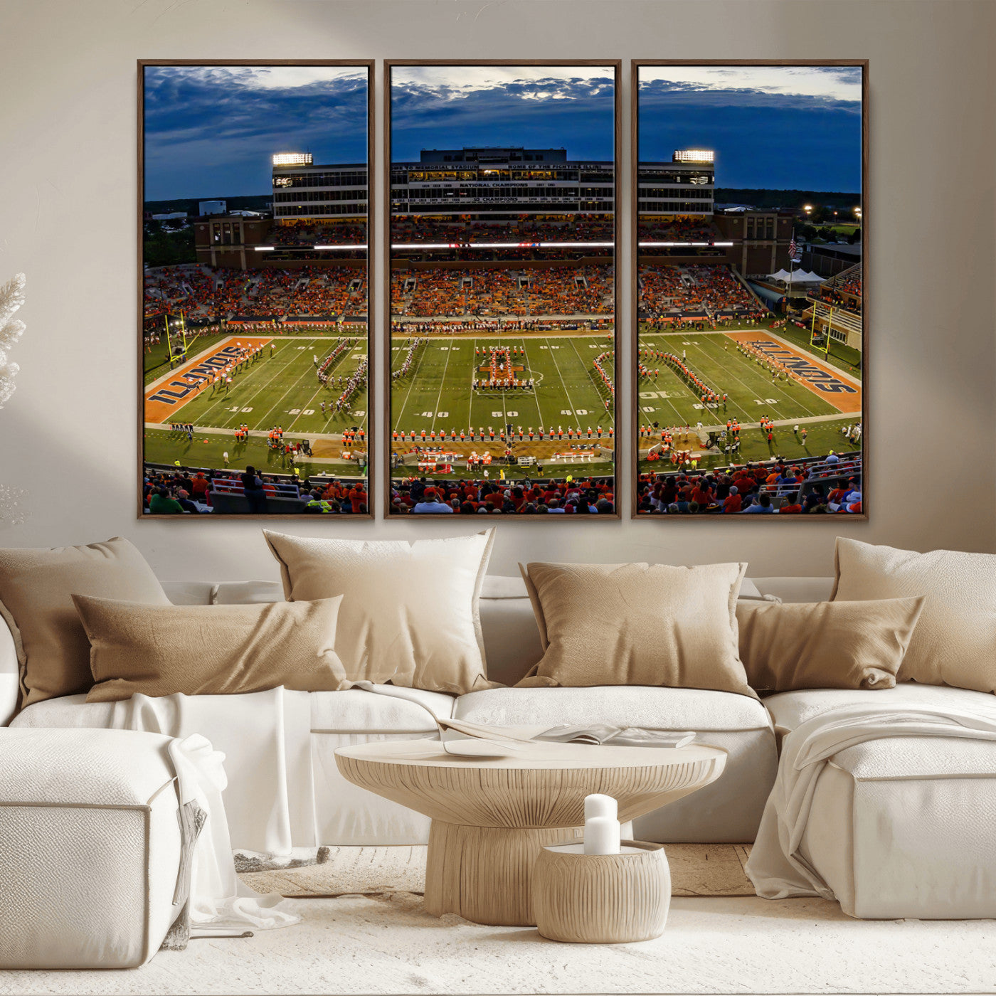 -University of Illinois Fighting Illini Football Team Print - Champaign Illinois Memorial Stadium