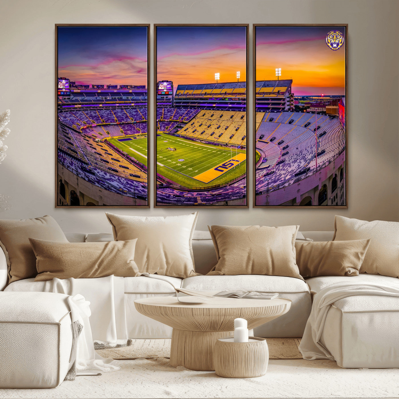 93538-MGV-CV-36X24-The Louisiana State University Tigers Football Team Print - Baton Rouge Tiger Stadium Wall Art