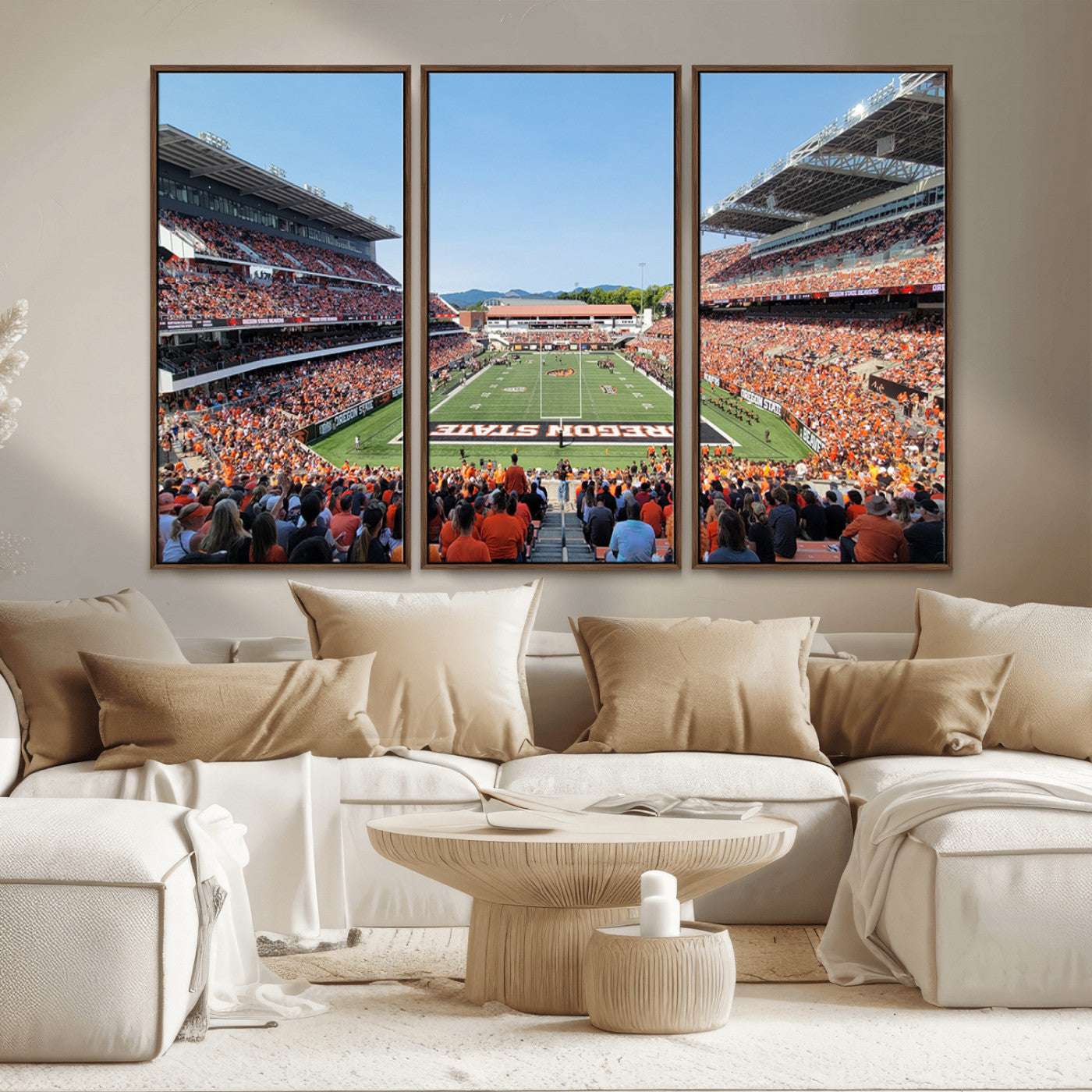 35211-MGV-CV-36X24-Oregon State Beavers Football Team Print - Corvallis Reser Stadium Wall Art Canvas Print