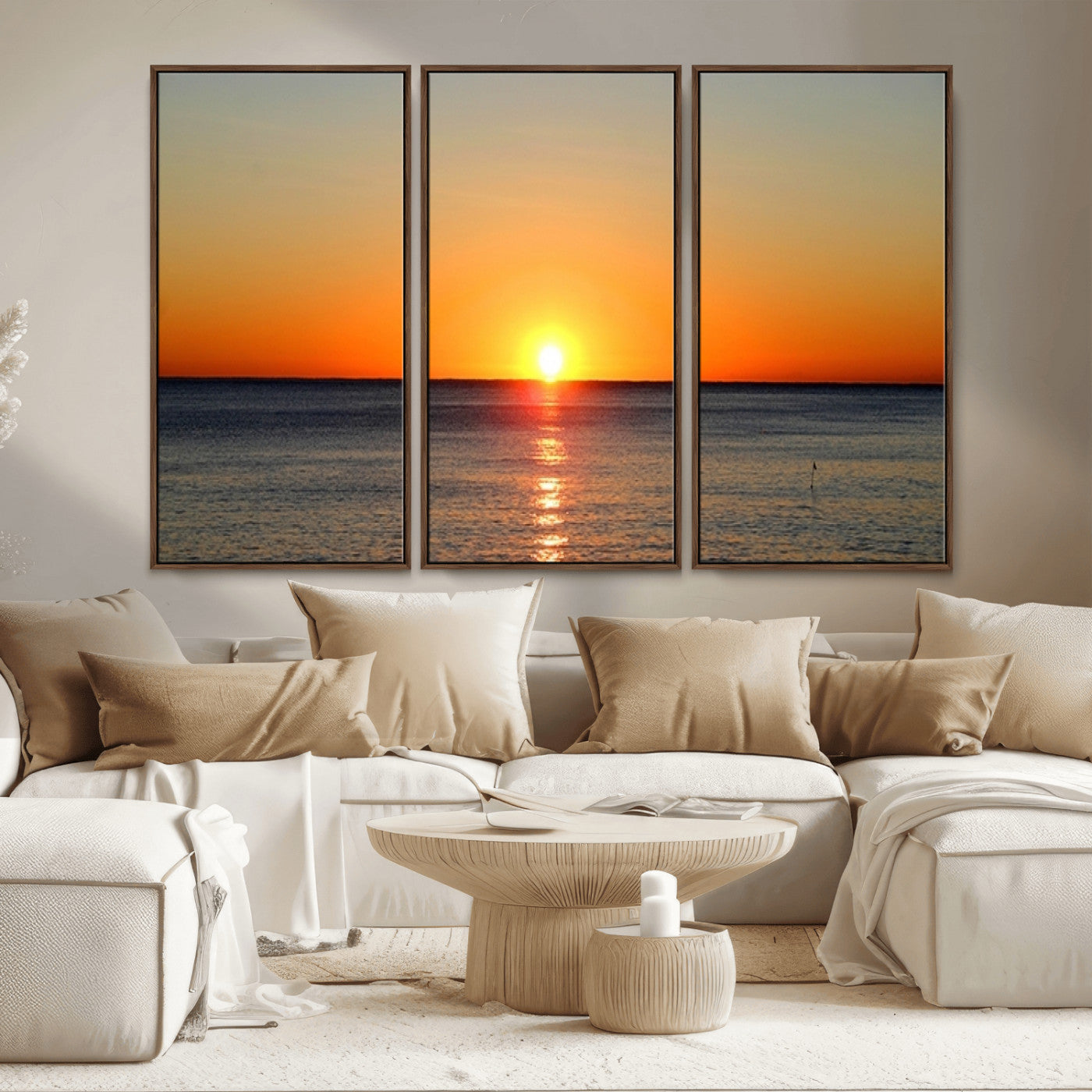 54676-MGV-CV-36X24-Golden Horizon Sunset Over Ocean Wall Art Canvas Print – Tropical Beach Canvas Wall Art – Giclee
