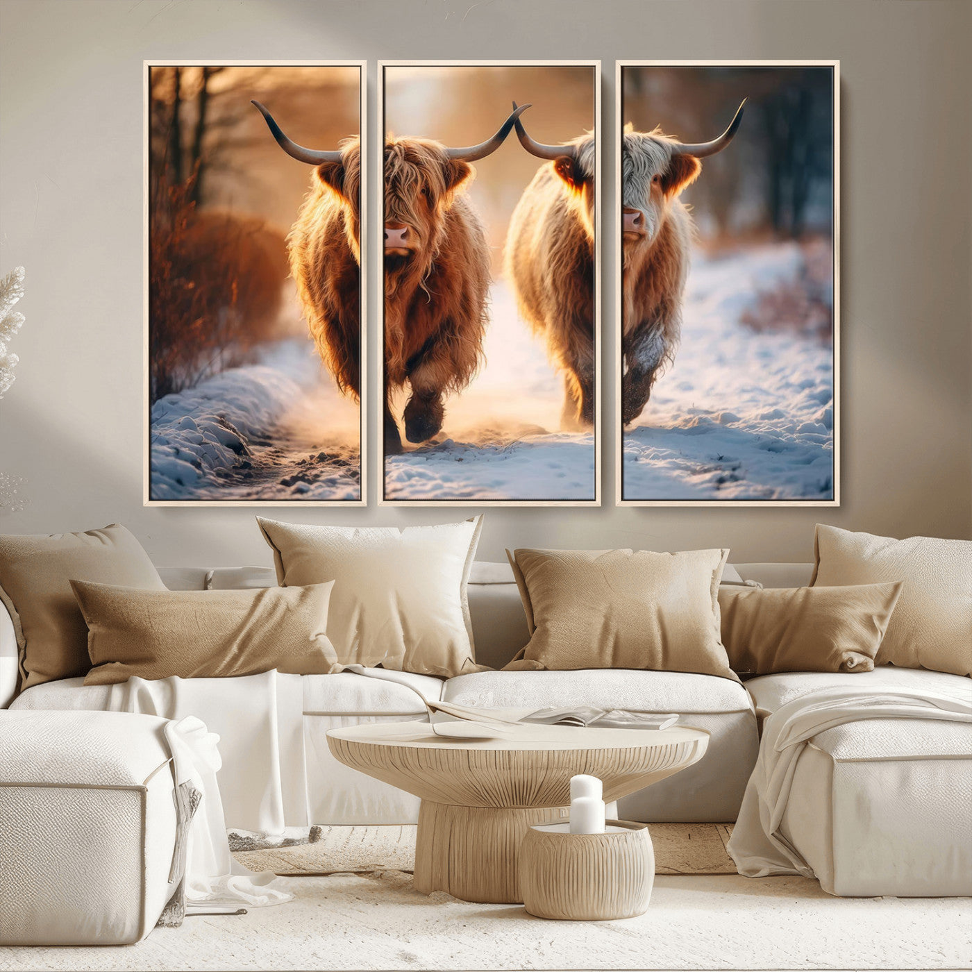 -Scottish Highland Cow Horn Farm Wall Art Canvas Print
