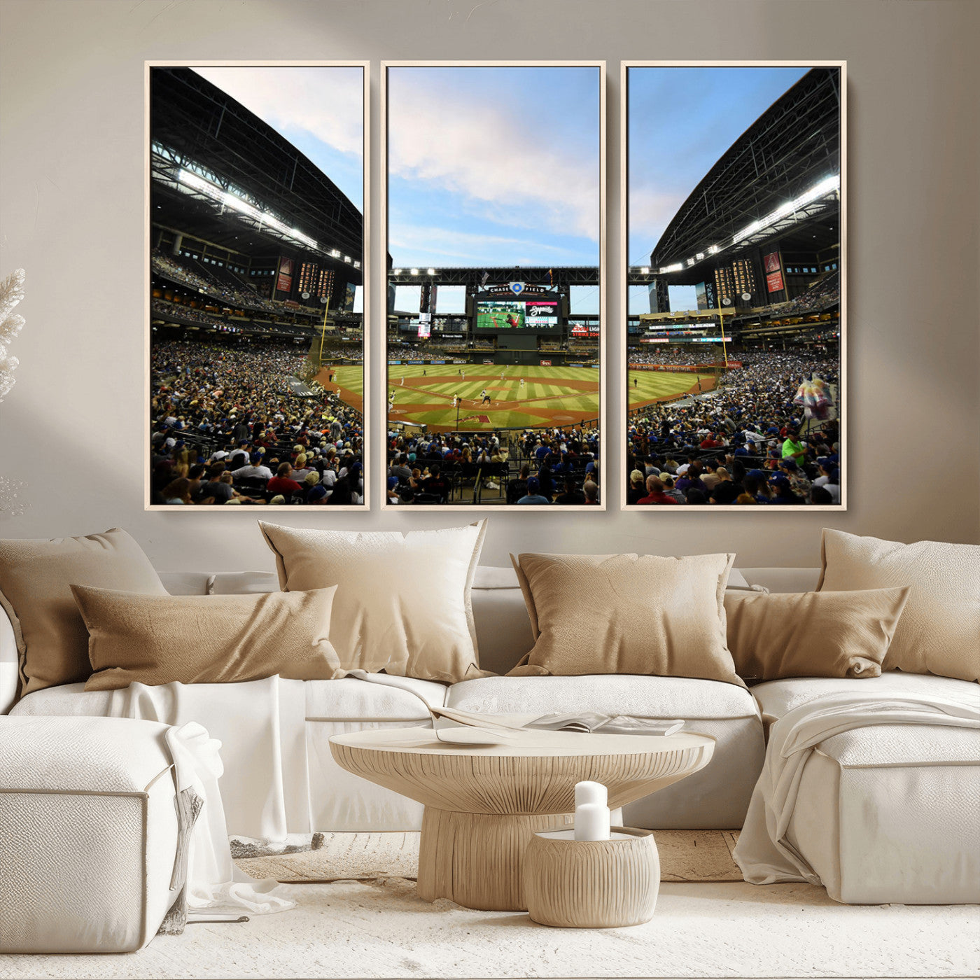 92672-MGV-FC-48X32-3P_Natural-Arizona Diamondbacks Team Print - Phoenix Chase Field Stadium Wall Art Canvas Print