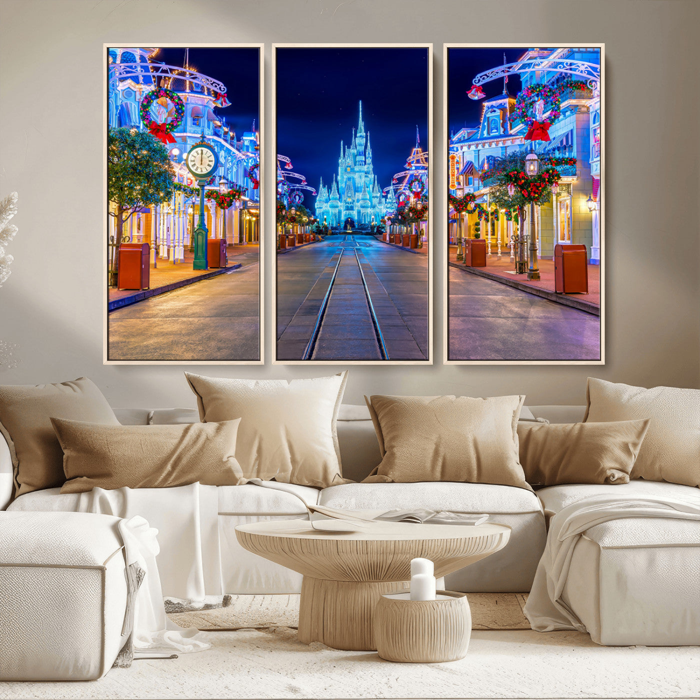 12470-MGV-CV-36X24-Disney Castle Wall Art – Large Magic Kingdom Canvas Artwork, Fairytale Design, Kids Room Christmas Decor for Home, Office