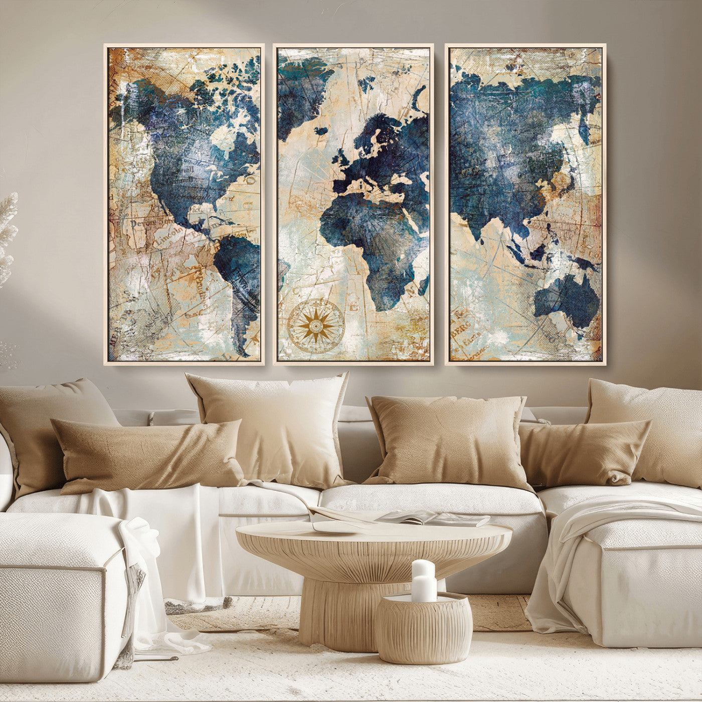 84561-MGV-CV-36X24-Push Pin World Map Canvas Print – Framed Wall Art for Couples, Travel Tracker Map, Anniversary Gift for Home Decor