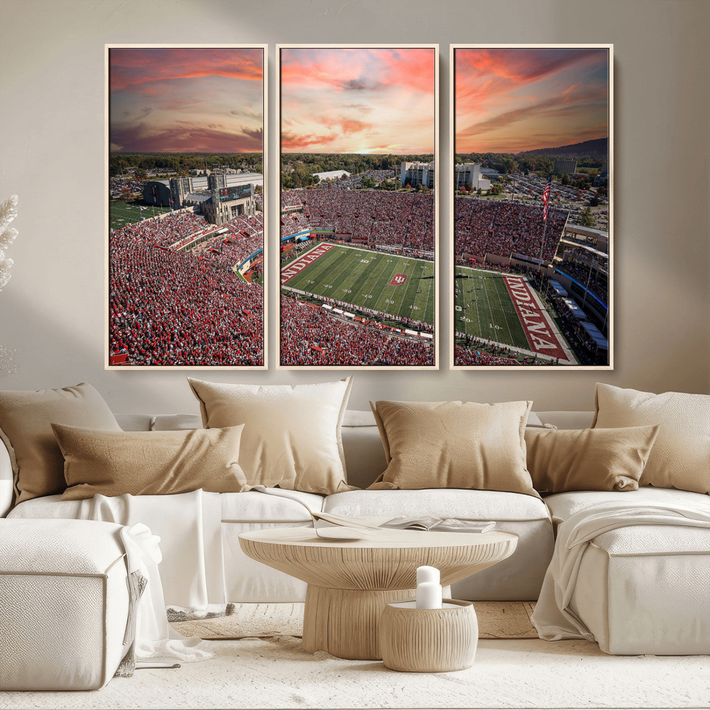 51135-MGV-FC-48X32-3P_Natural-Indiana Memorial Stadium Wall Art Canvas Print, Framed Studium Canvas Art, Indiana Memorial Stadium