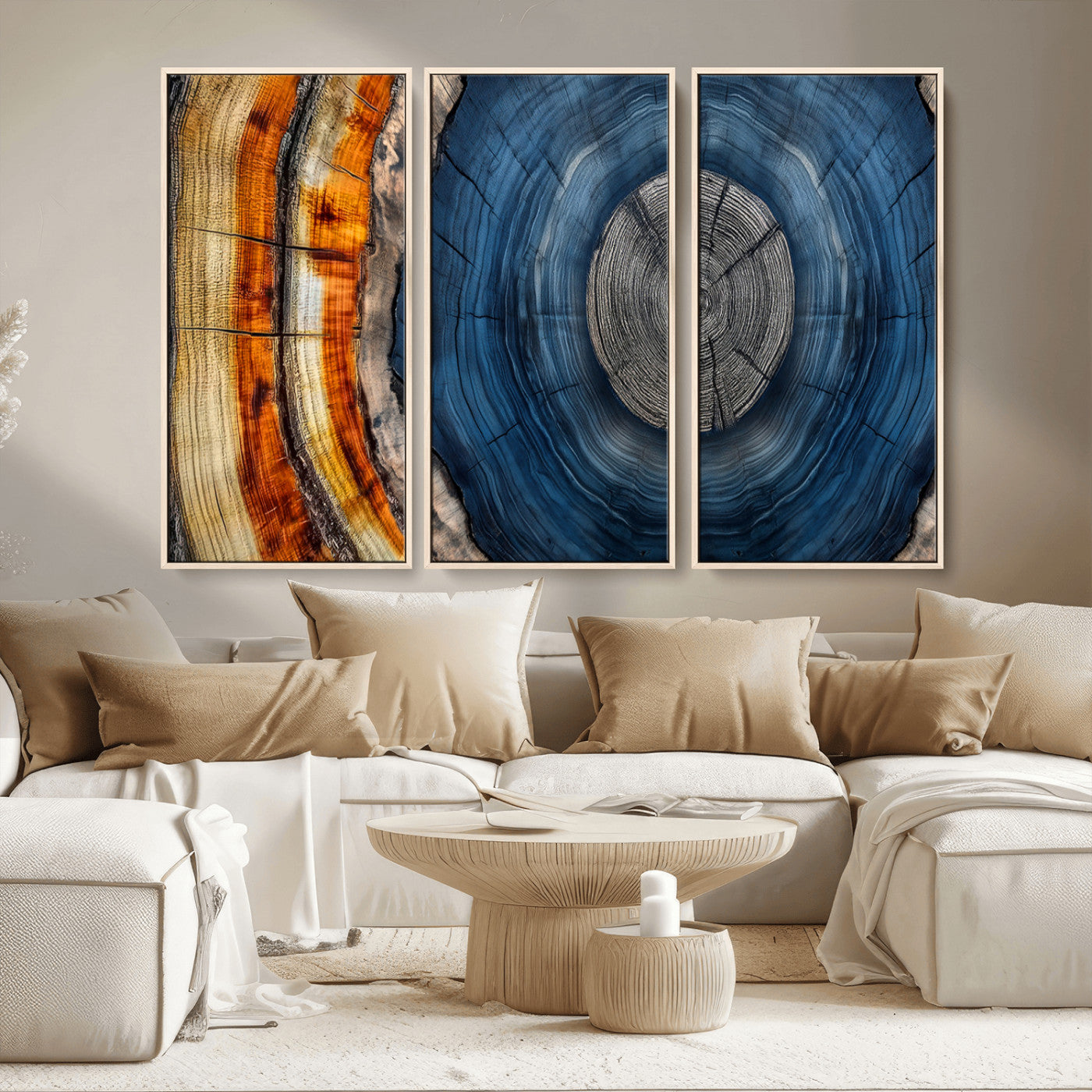 79754215-MGV-CV-36X24-Abstract Tree Rings Wall Art Canvas Print - Wood Grain Rings Artwork Print - Nature Woodland Modern
