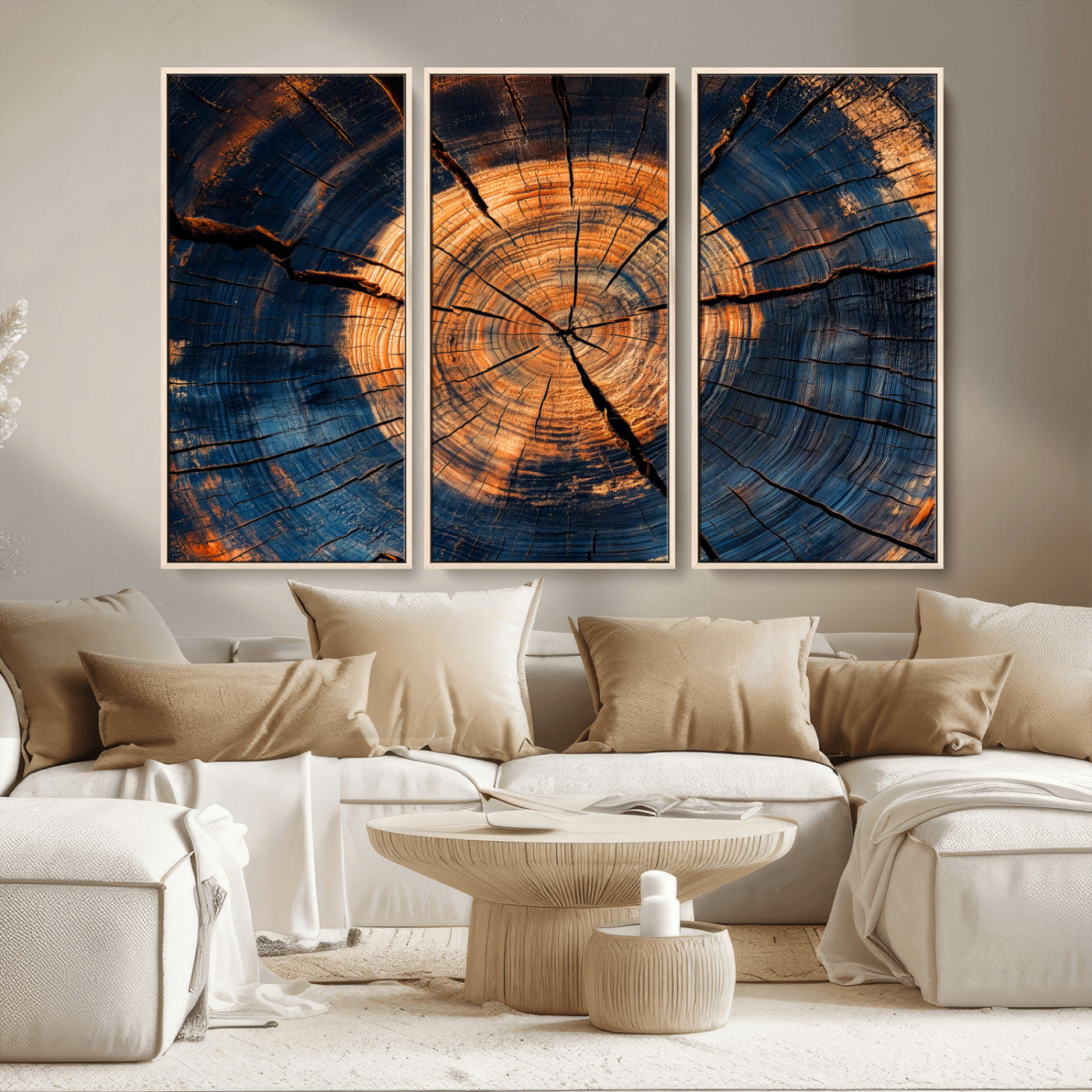 18975622-MGV-CV-36X24-Burnt Wood Wall Art Canvas Print – Framed Aged Timber Tree Artwork, Rustic Decor Perfect for Home, Office