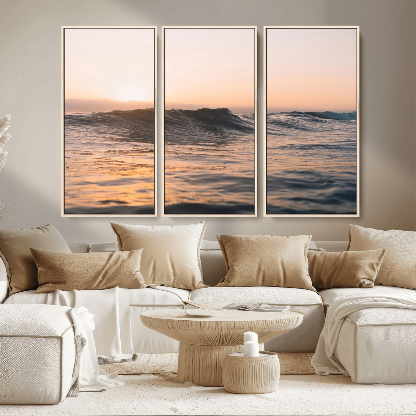 46299358-MGV-CV-36X24 - Golden Sunset Ocean Wall Art – Tranquil Waves & Peaceful Horizon Canvas Print, Soft Light and Evening Glow for Serene Beach, Home or Nature Decor