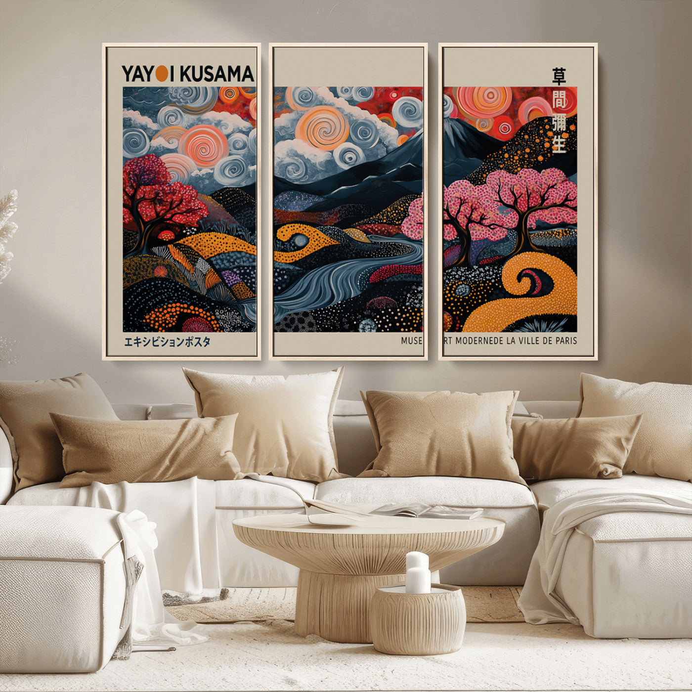 -Modern Japanese Wall Art Print Yayoi Kusama Canvas
