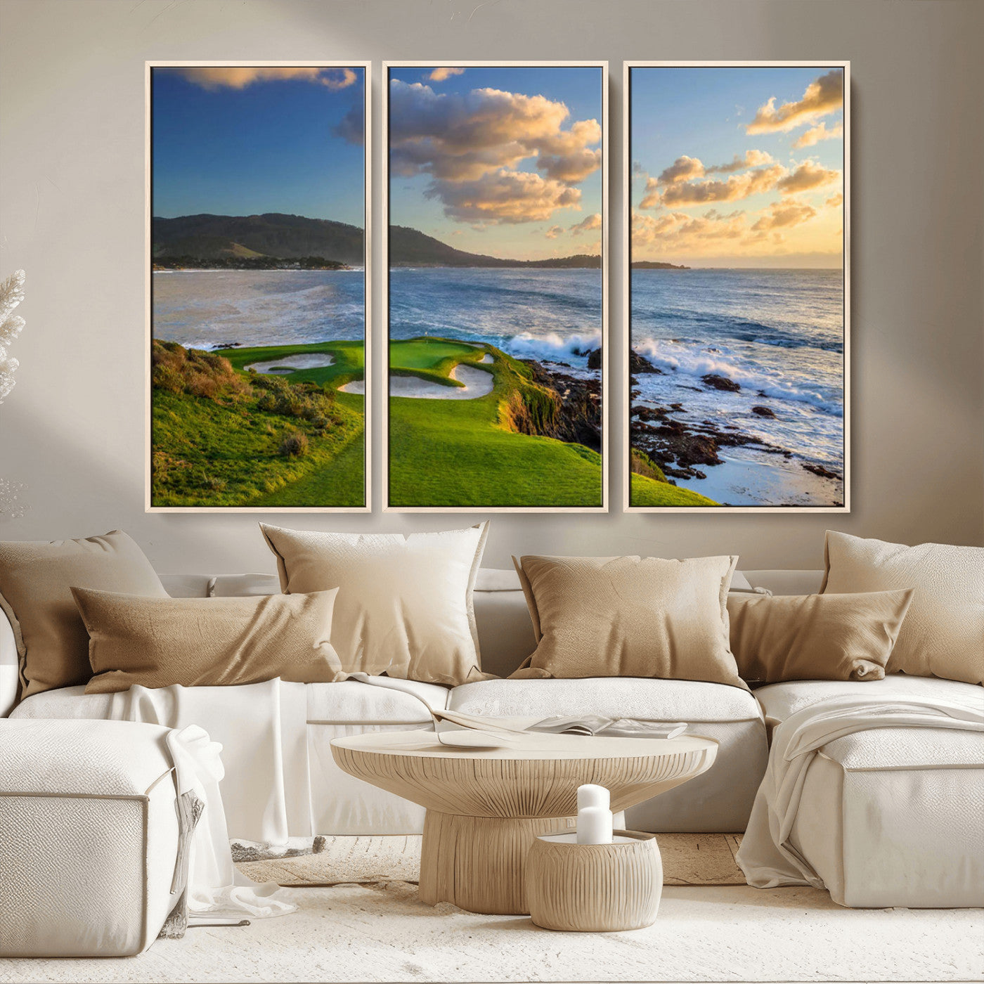 50107048-MGV-CV-36X24-Pebble Beach Golf Links Wall Art Canvas Print – Iconic Coastal Golf Course Artwork for Home, Office, Living Room