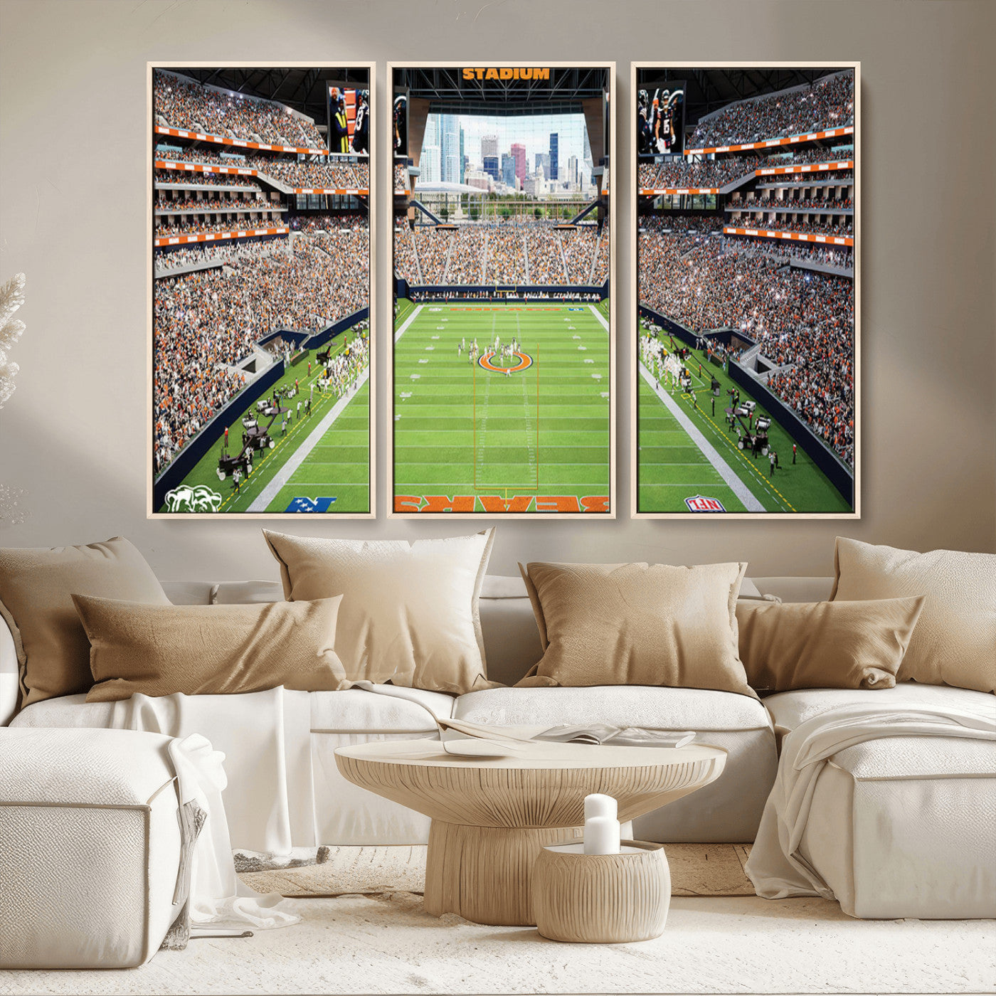 -Chicago Bears Soldiers Field Wall Art Canvas Print – Framed Football Stadium Artwork for Home, Office, Living Room
