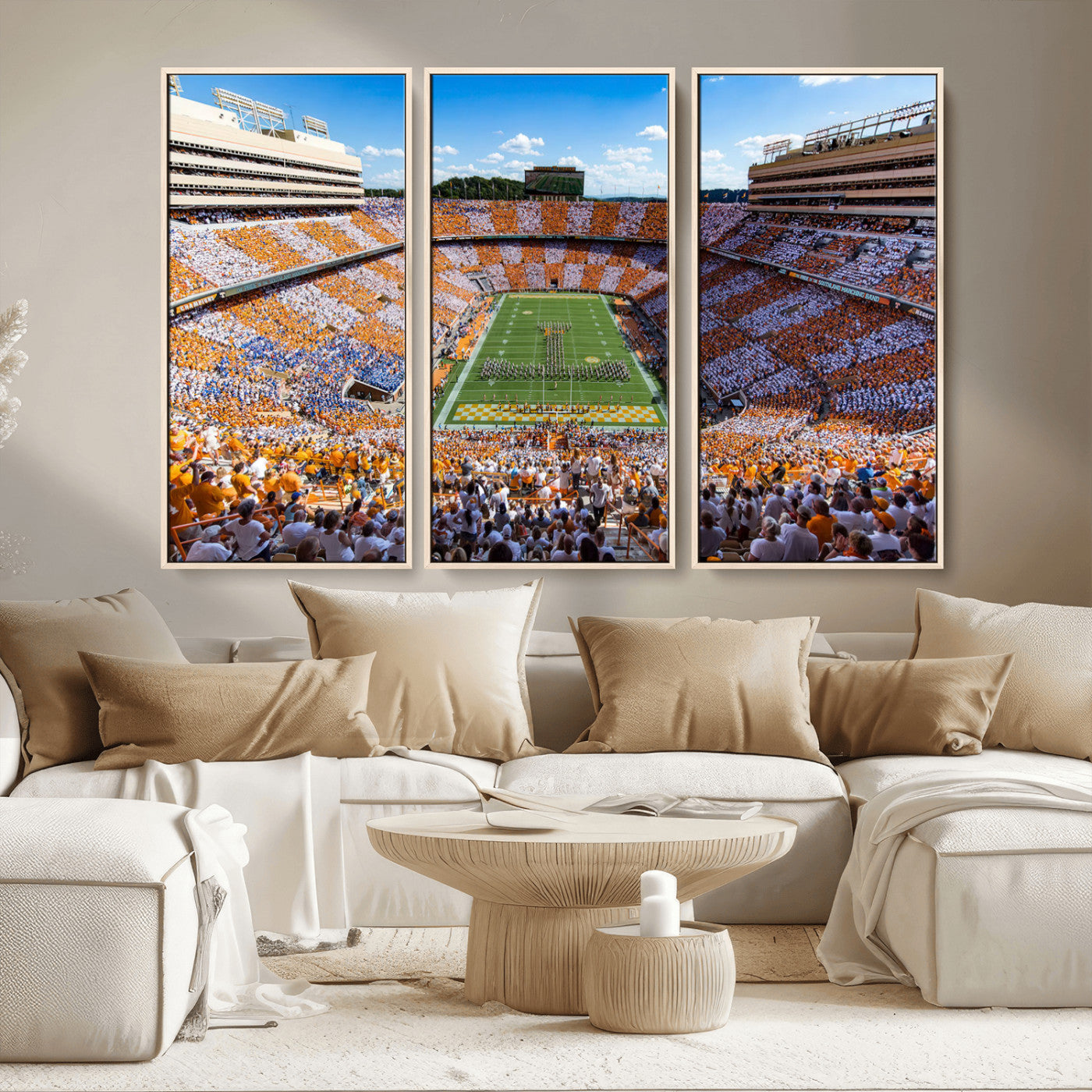77097951-MGV-CV-36X24 - Tennessee Neyland Stadium Wall Art – Checkerboard Game Day Panoramic Canvas Print, College Football Decor for Home, Office, or Man Cave