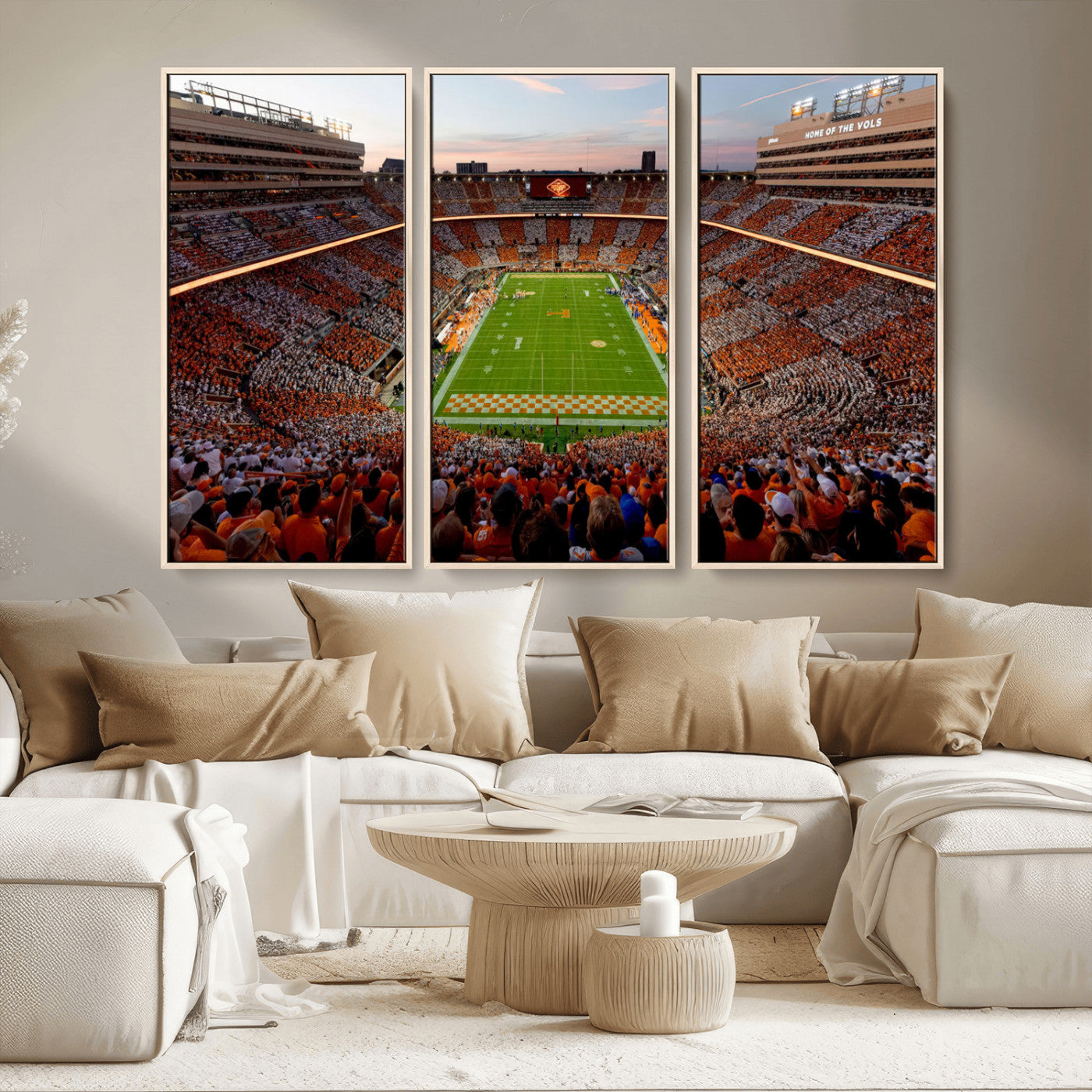 37160229-MGV-CV-48X32-3P-Tennessee Neyland Stadium Wall Art, Sports Arena Canvas Print, Panoramic Stadium Canvas Artwork for Home, Office