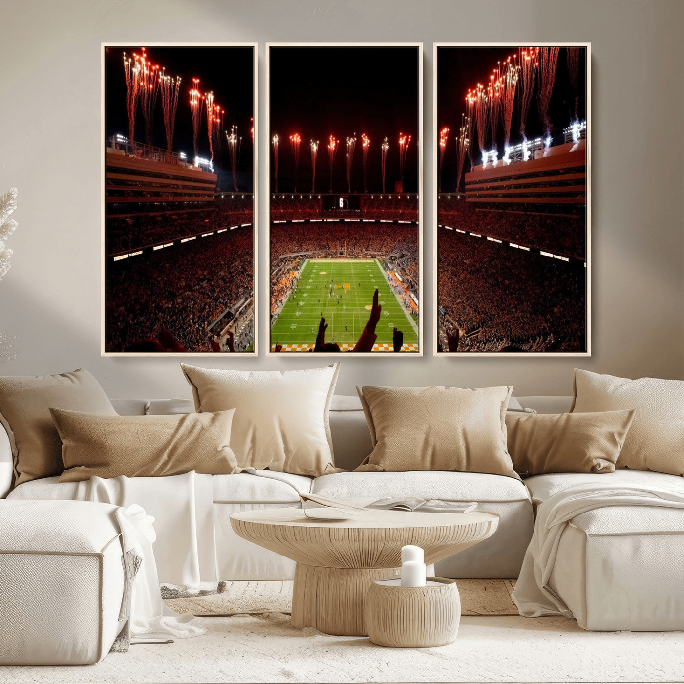 73358115-MGV-FC-48X32-3P - Tennessee Neyland Stadium Wall Art, Sports Arena Canvas Print, Panoramic Stadium Canvas Artwork for Home, Office