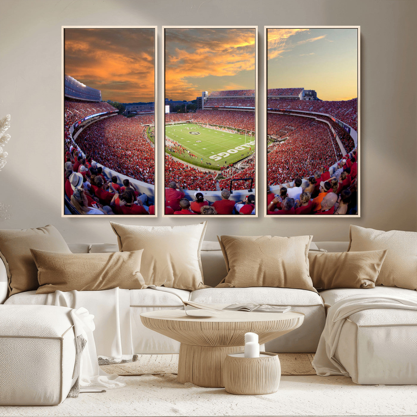 73680988-MGV-CV-48X32-3P-Dooley Stadium Wall Art Print, Sports Arena Canvas Wall Art, Dooley Field at Sanford Stadium Canvas Print, Modern Athletic Field Art Printing