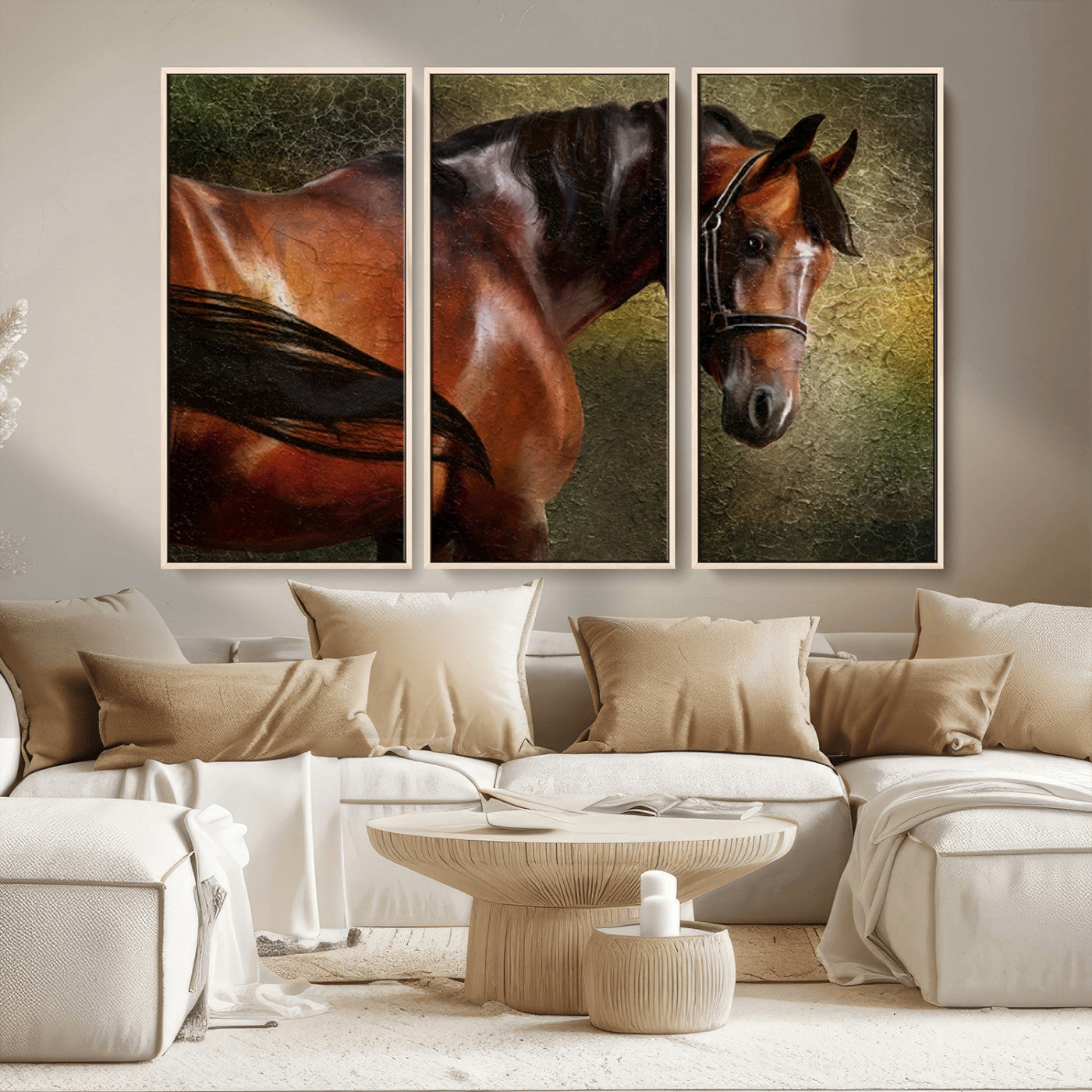 76810-MGV-CV-36X24-Majestic Brown Horse Wall Art Canvas Print – Framed Equestrian Artwork with Elegant Stallion Artwork for Home or Office Decor