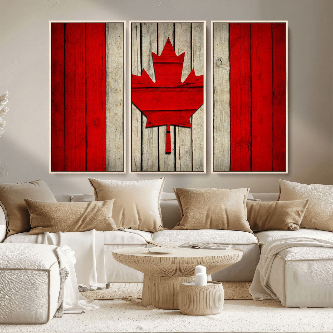 22674-MGV-CV-36X24-Rustic Canada Flag Wall Art – Framed Canadian Flag Canvas Print, Vintage Wood Texture Home or Office Decor