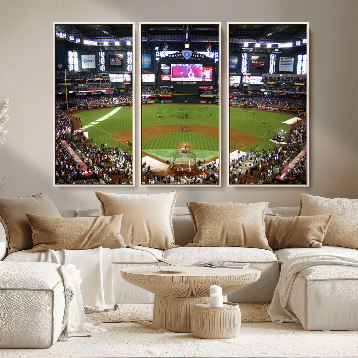 91630-MGV-CV-36X24-Arizona Diamondbacks Baseball Team Print - Phoenix Chase Field Baseball Stadium Wall Art Canvas