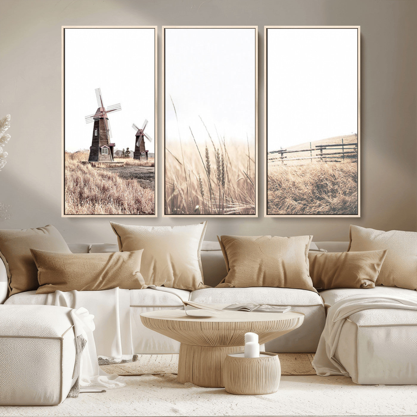 56649-MGV-CV-36X24-Farm Prints Set, Set of 3 Farmhouse Wall Art, Country House Decor, Barn Print, Wheat Print,