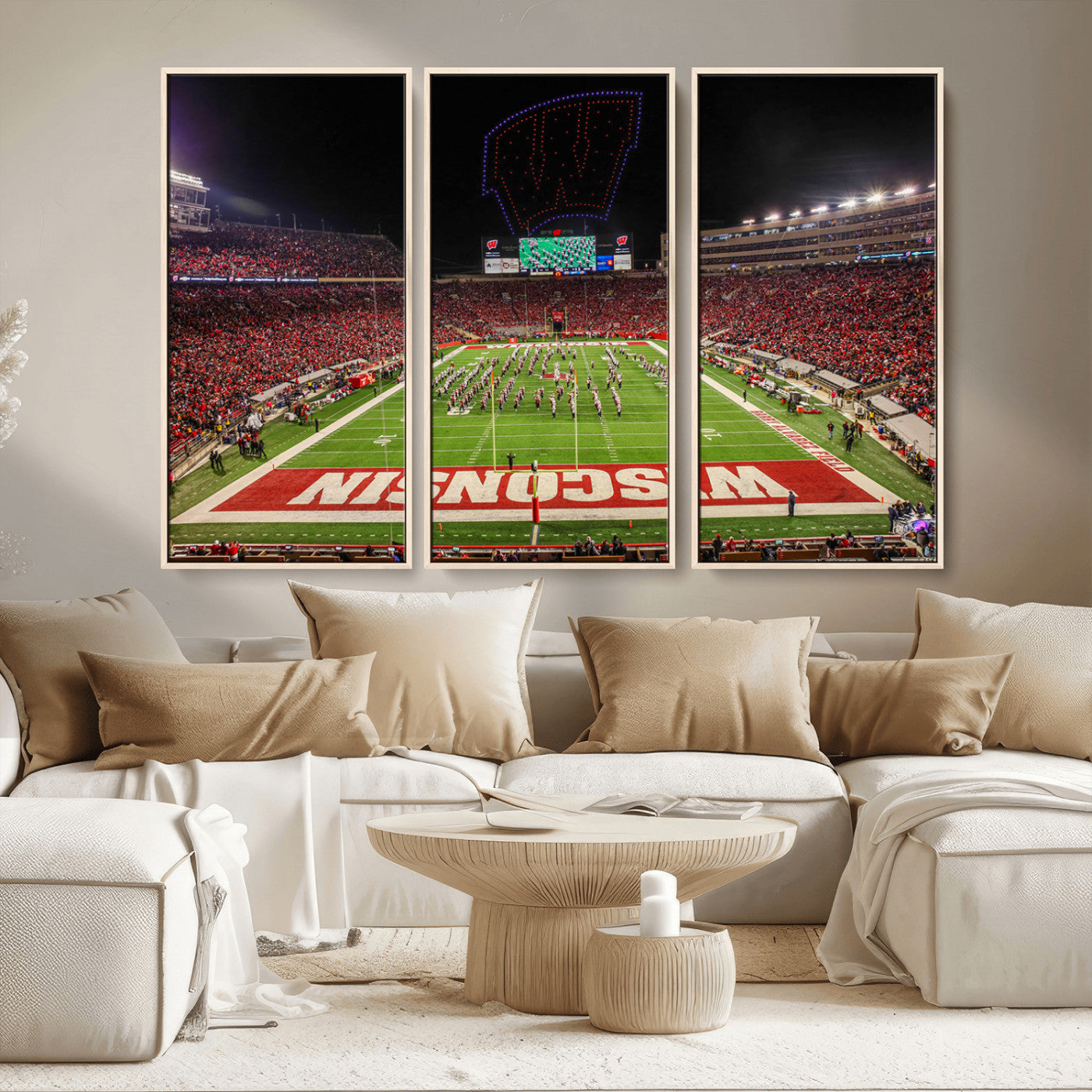 34125-MGV-CV-36X24-Wisconsin Badgers Football Team Print Canvas- Madison Camp Randall Stadium Wall Art Canvas Print