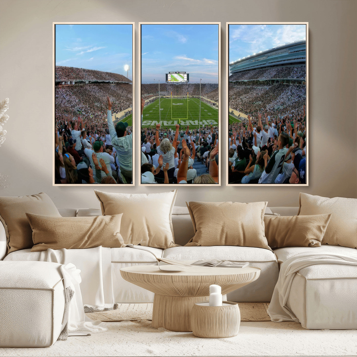 -Michigan State Spartans Football Team Art Print - East Lansing Spartan Stadium Wall Art Canvas Print