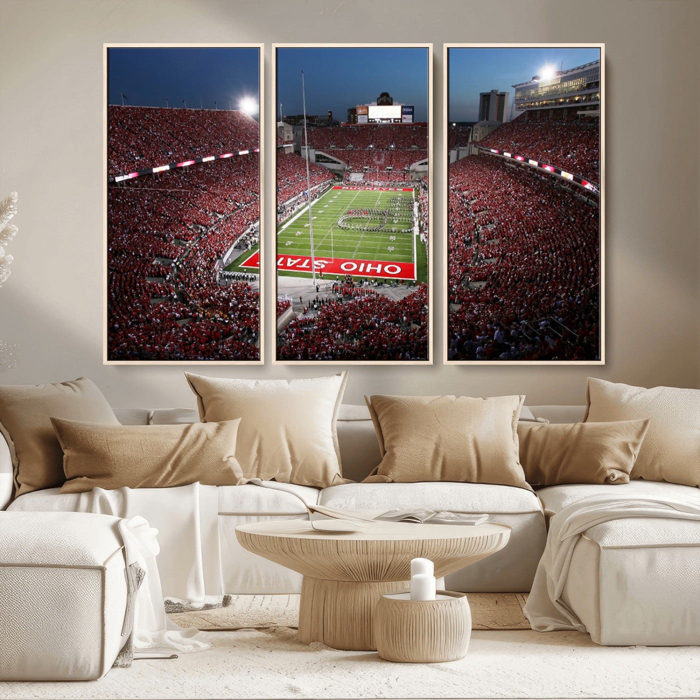 -Ohio State University Buckeyes Football Team Print - Columbus Ohio Stadium Wall Art Canvas Print
