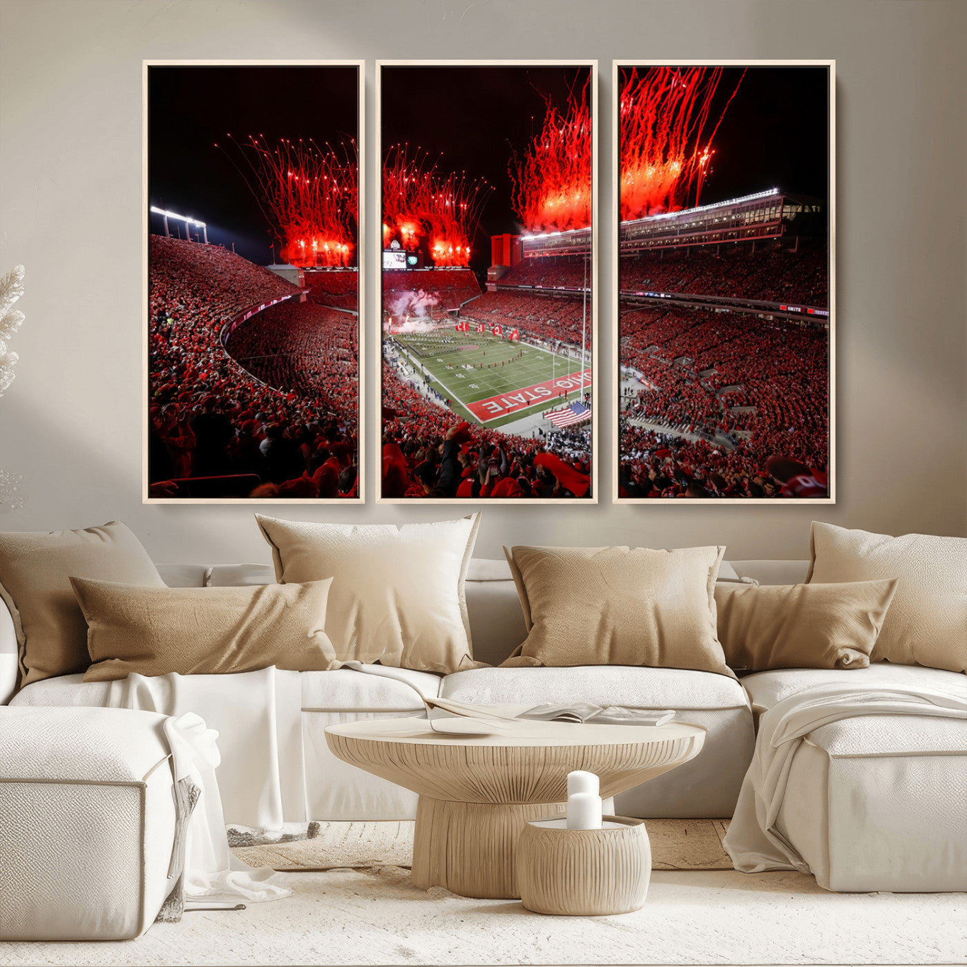 56909-MGV-CV-36X24-Ohio State University Buckeyes Football Team Print - Columbus Ohio Stadium Wall Art Canvas Print