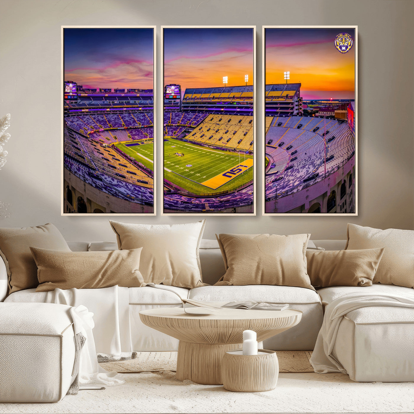 93538-MGV-CV-36X24-The Louisiana State University Tigers Football Team Print - Baton Rouge Tiger Stadium Wall Art