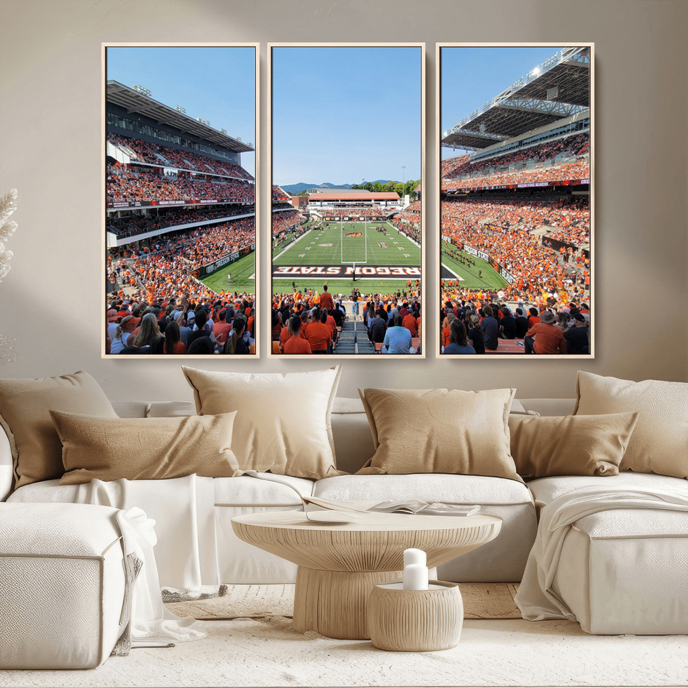 35211-MGV-CV-36X24-Oregon State Beavers Football Team Print - Corvallis Reser Stadium Wall Art Canvas Print