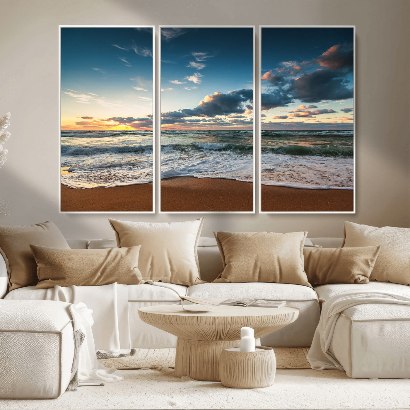 -Ocean Beach Wall Art Canvas Print Sunset Artwork Print Coastal Wall Art