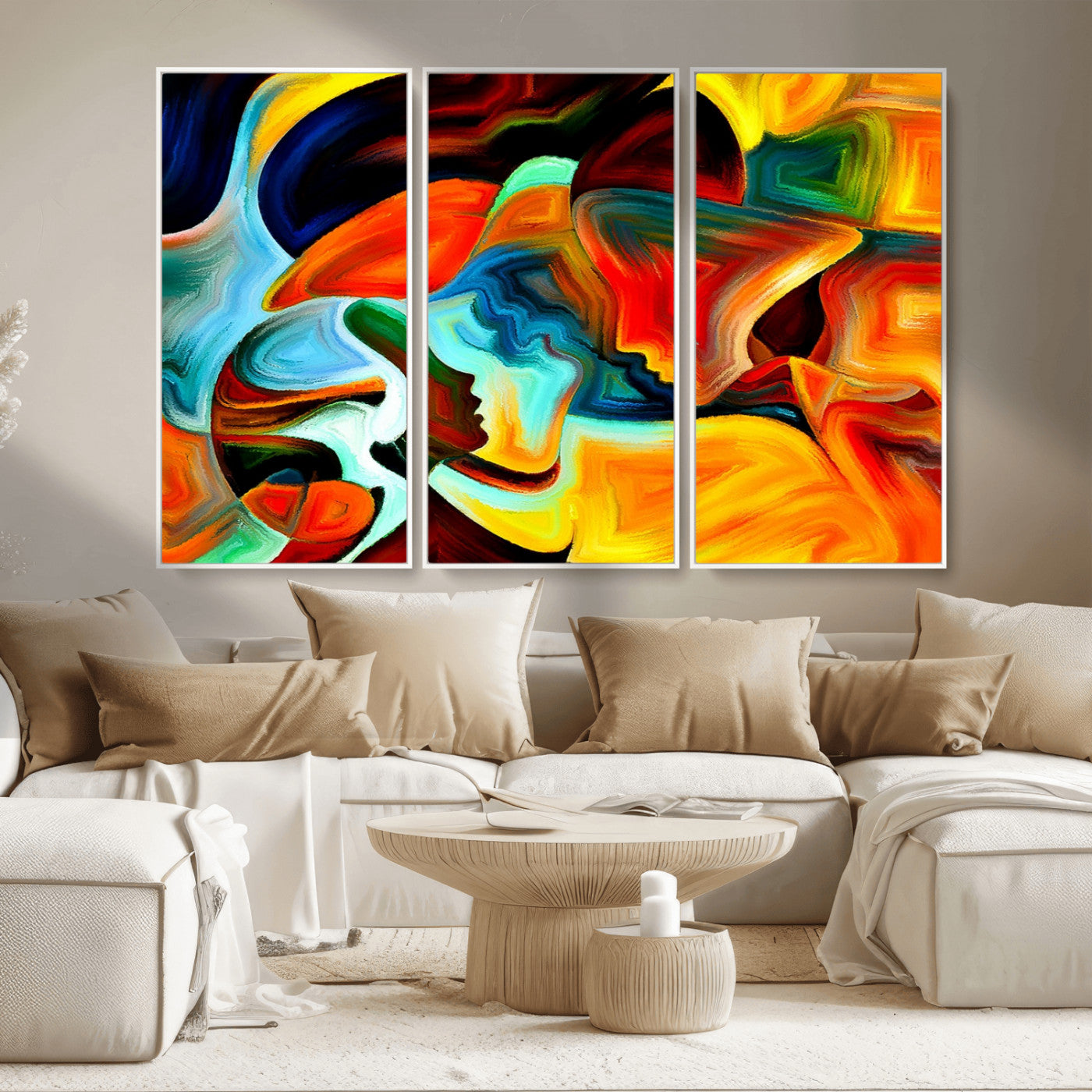 70242-MGV-CV-36X24-Human Love Figures Abstract Wall Art Canvas Print