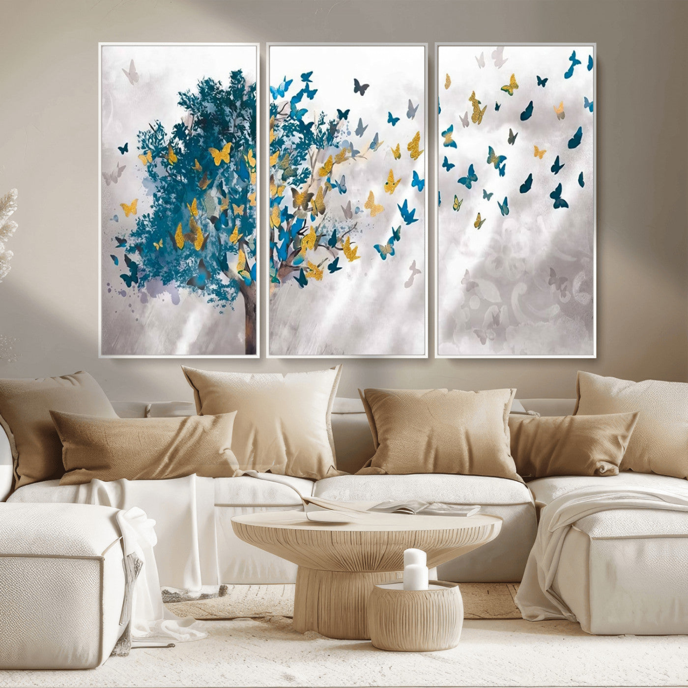 37564-MGV-FC-48X32-3P_White-Tree Butterfly Abstract Tree and Butterfly Wall Art Canvas Print