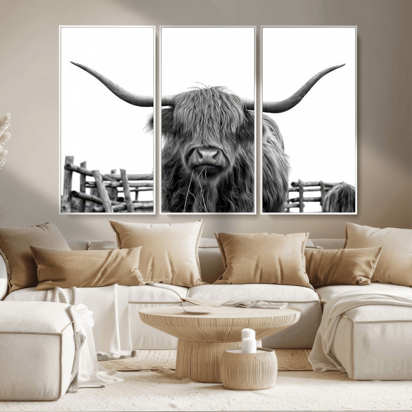 -Longhorn Canvas Print, Bighorn Cow Wall Art Canvas Print