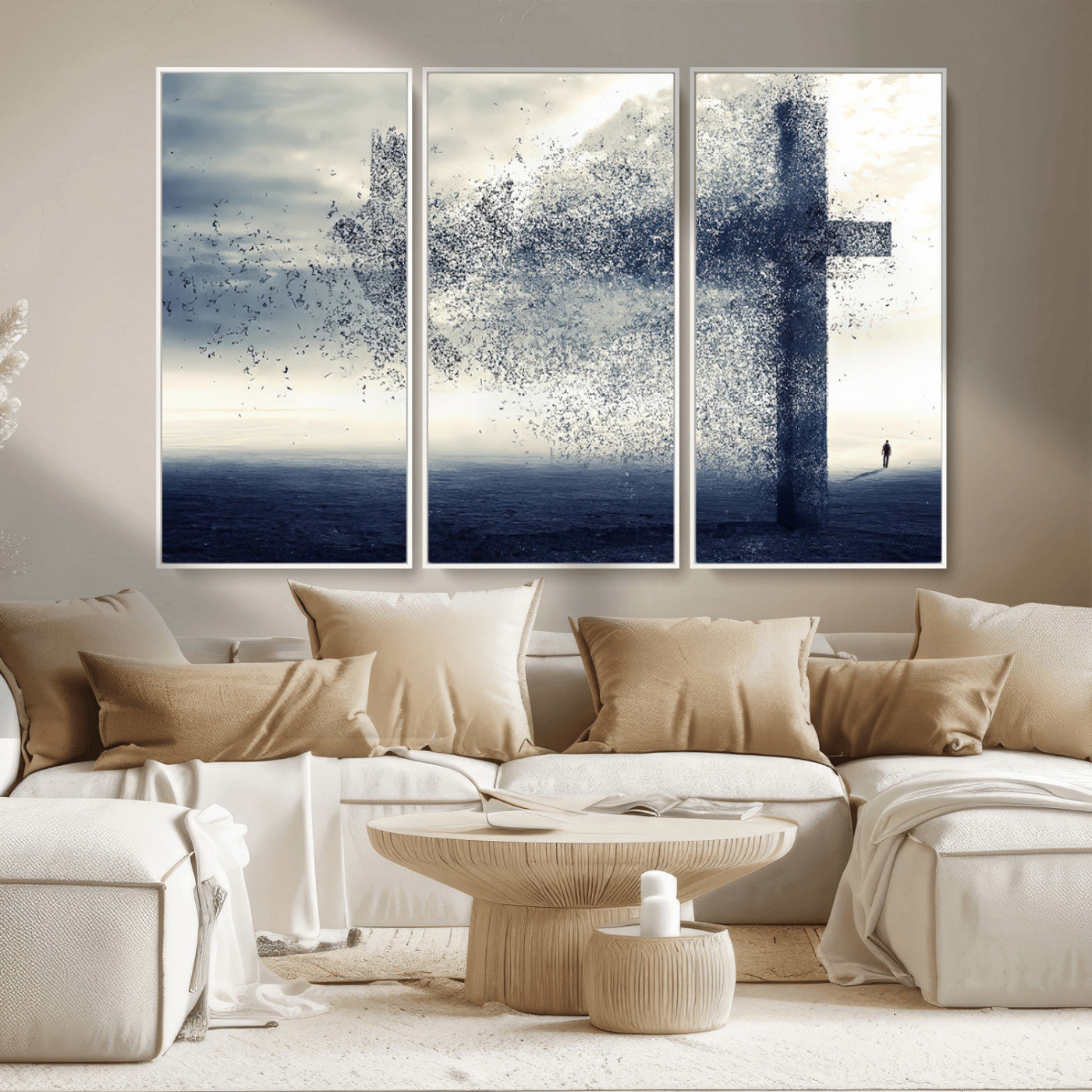 -Jesus and the Fading Cross Wall Art Print – Symbol of Faith, Christian Wall Art Canvas Print, Framed