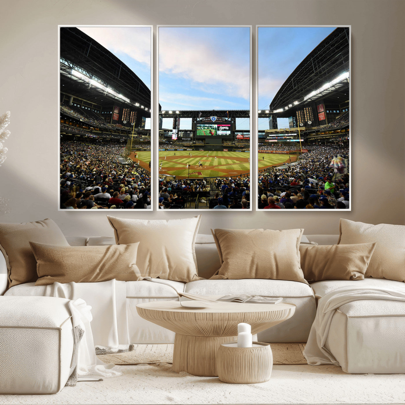 92672-MGV-FC-48X32-3P_White-Arizona Diamondbacks Team Print - Phoenix Chase Field Stadium Wall Art Canvas Print