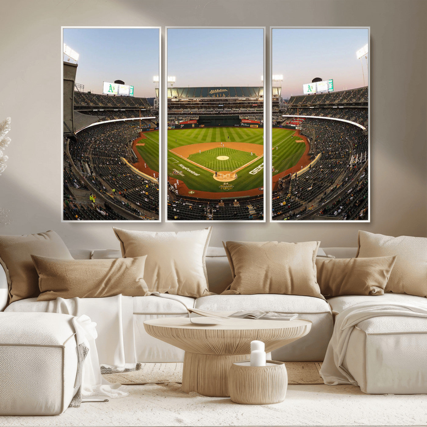 -Oakland Athletics Baseball Team Print - RingCentral Coliseum Stadium Wall Art Canvas Print