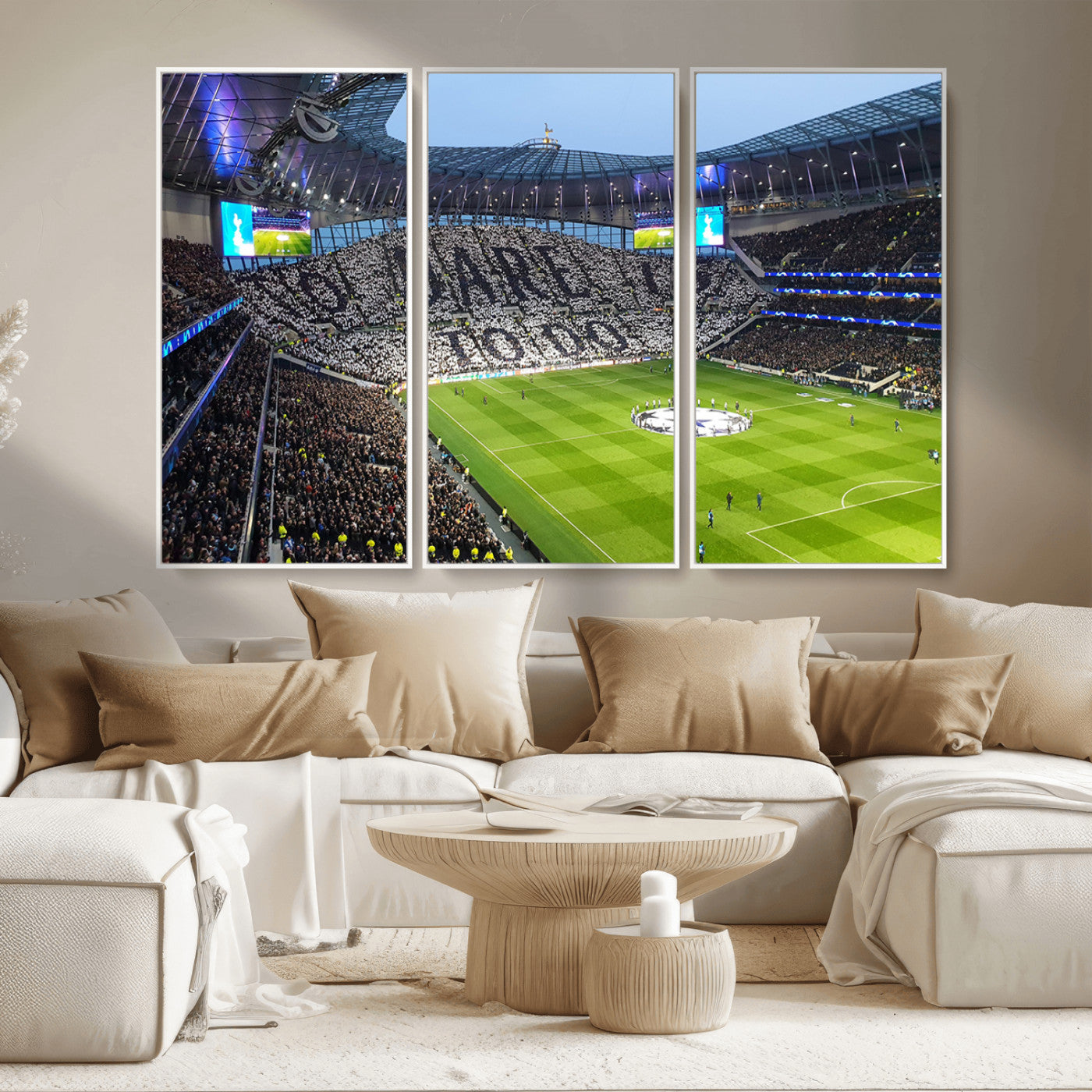 -Tottenham Hotspur Stadium Canvas Print, Match Day Triple Canvas Wall Art - Premier League Football