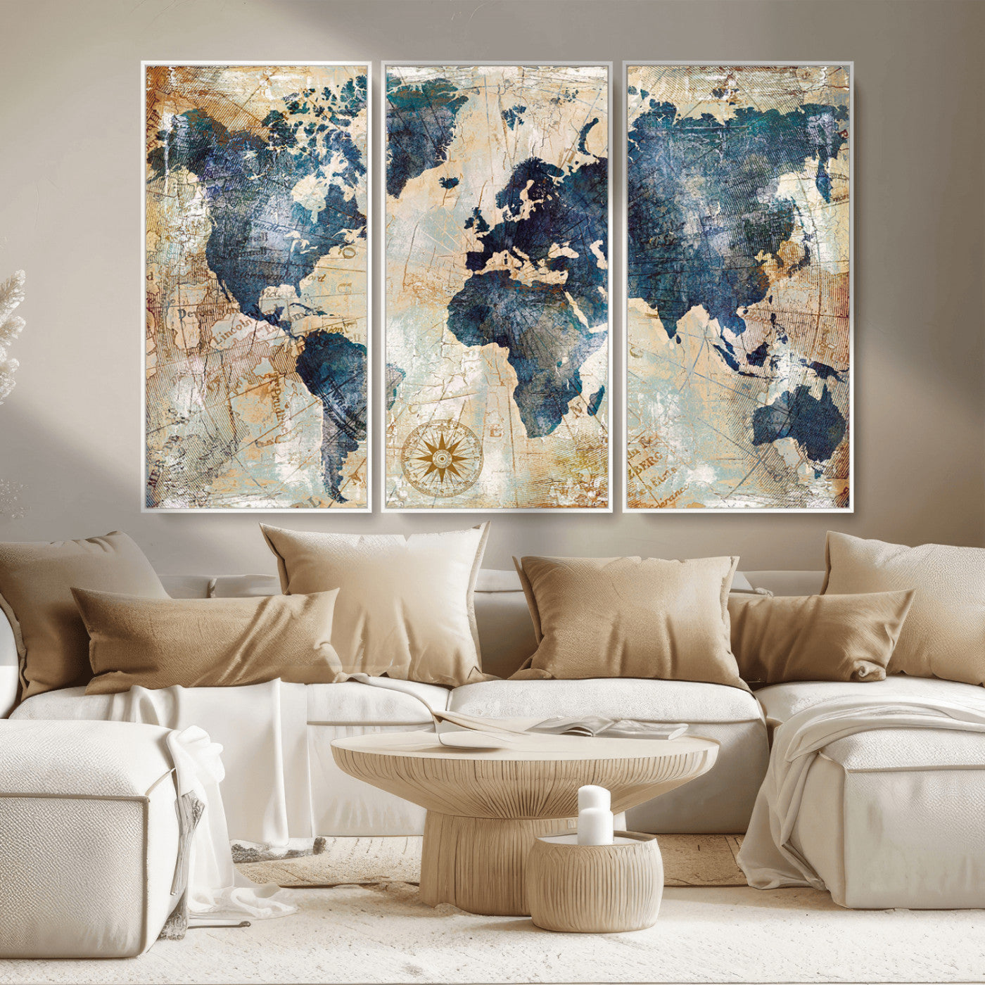 84561-MGV-CV-36X24-Push Pin World Map Canvas Print – Framed Wall Art for Couples, Travel Tracker Map, Anniversary Gift for Home Decor