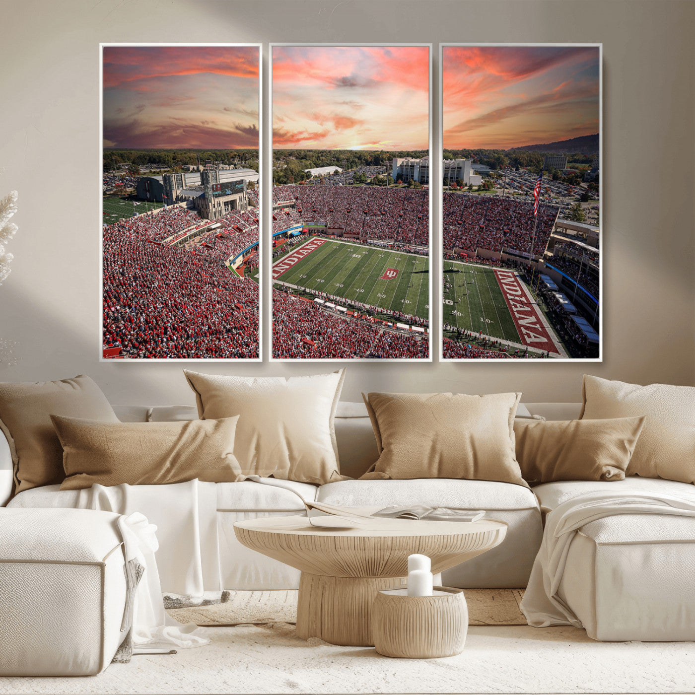 51135-MGV-FC-48X32-3P_White-Indiana Memorial Stadium Wall Art Canvas Print, Framed Studium Canvas Art, Indiana Memorial Stadium