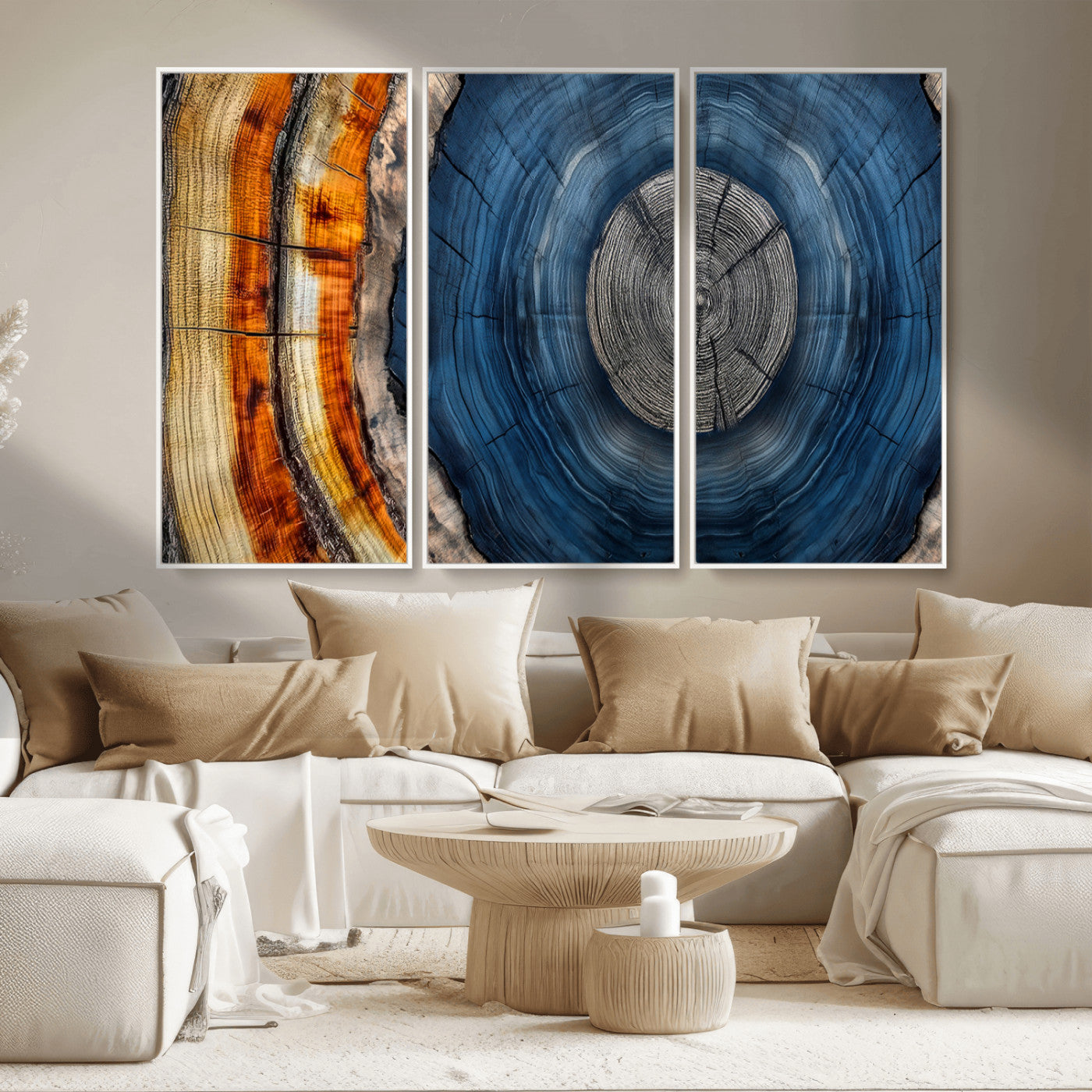 79754215-MGV-CV-36X24-Abstract Tree Rings Wall Art Canvas Print - Wood Grain Rings Artwork Print - Nature Woodland Modern