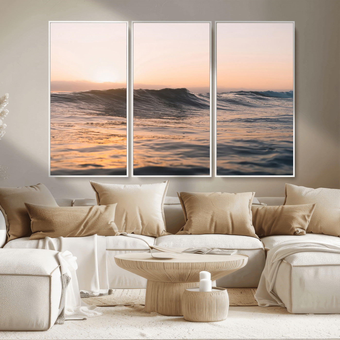 46299358-MGV-CV-36X24 - Golden Sunset Ocean Wall Art – Tranquil Waves & Peaceful Horizon Canvas Print, Soft Light and Evening Glow for Serene Beach, Home or Nature Decor