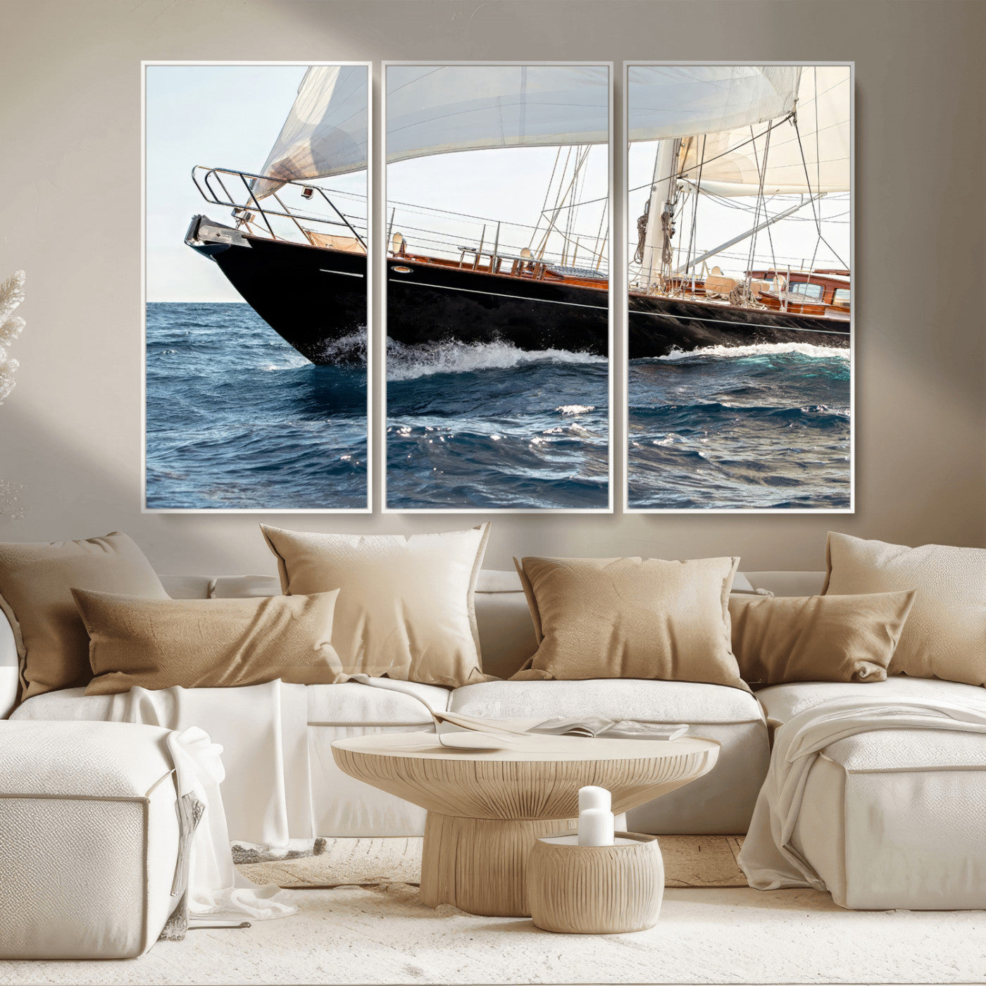 97168626-MGV-CV-36X24 - Boat Yacht Wall Art – Ocean Waves & Sailing Adventure Canvas Print, Nautical Elegance & Marine Journey for Living Room or Luxury Decor